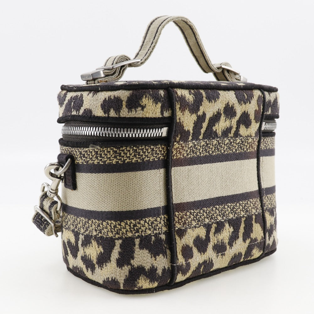 Christian Dior Handbag canvas beige Leopard 2WAYShoulder Vanity Women