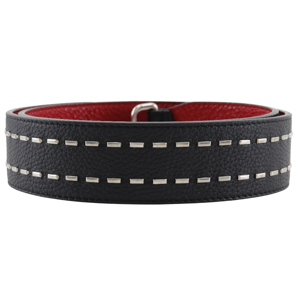 FENDI Shoulder strap leather Black / red Studs Celeria mens(Unisex)
