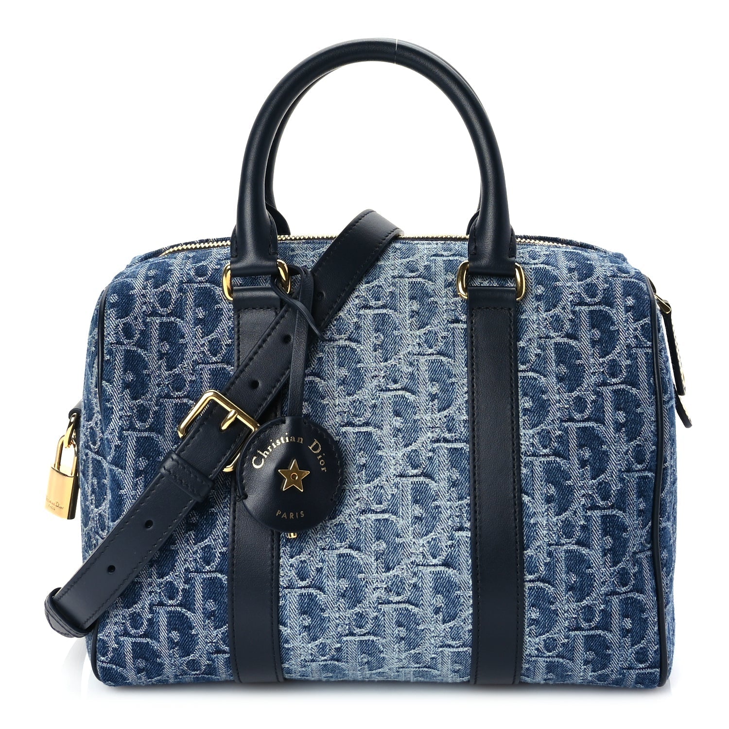 Christian Dior Denim Oblique Groove 25 Bag Blue Denim