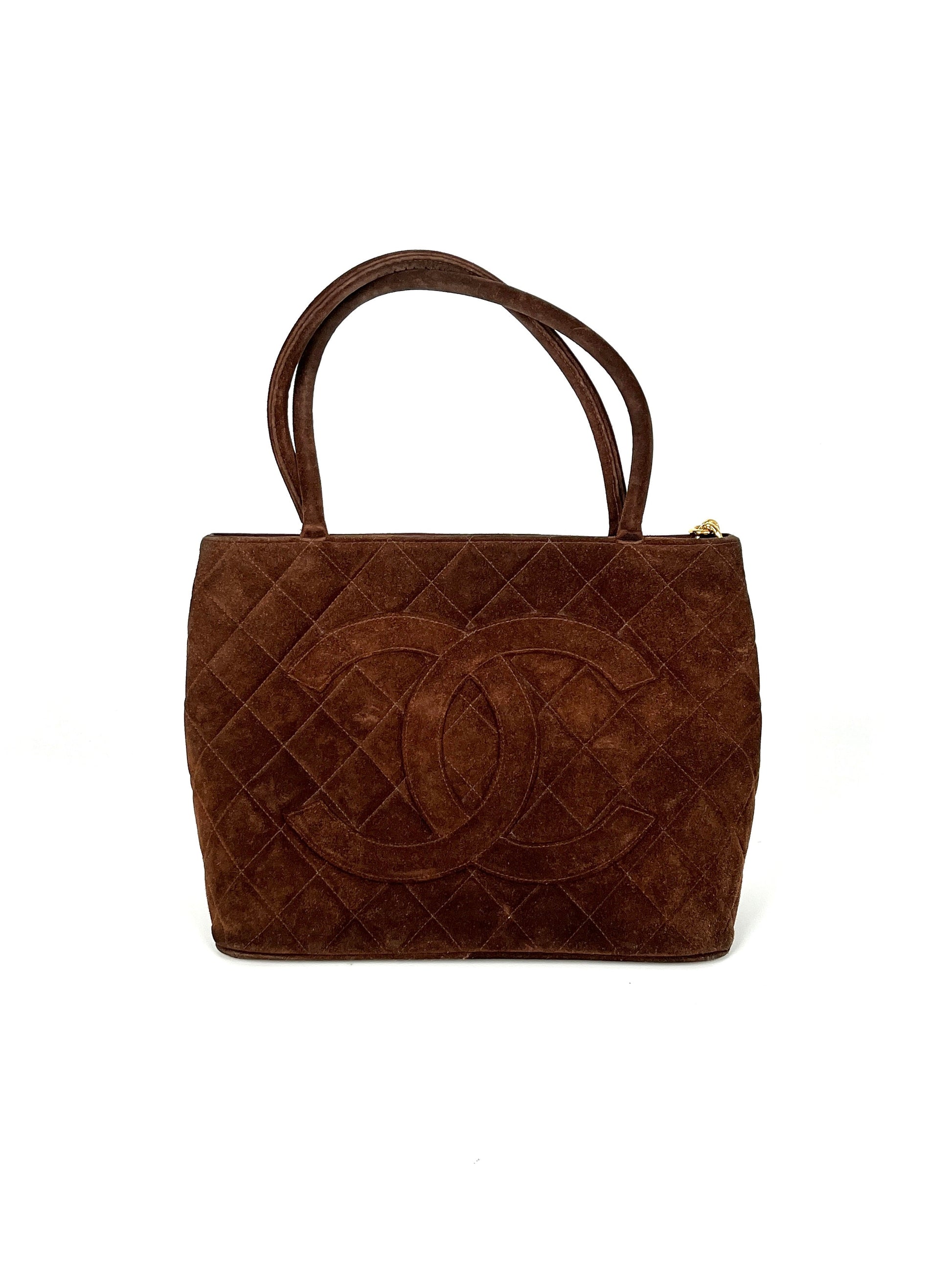 Chanel Timeless CC Medallion Suede Brown Tote Bag - Rovelle Bags