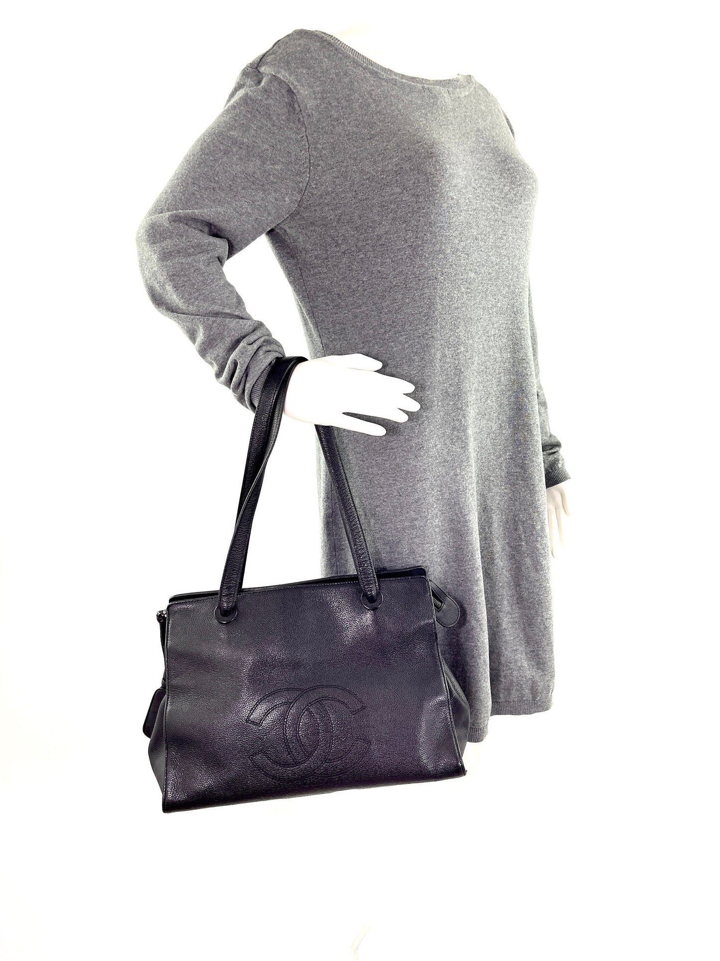 Chanel Black Caviar Timeless 1996 CC Tote Bag - Rovelle Bags