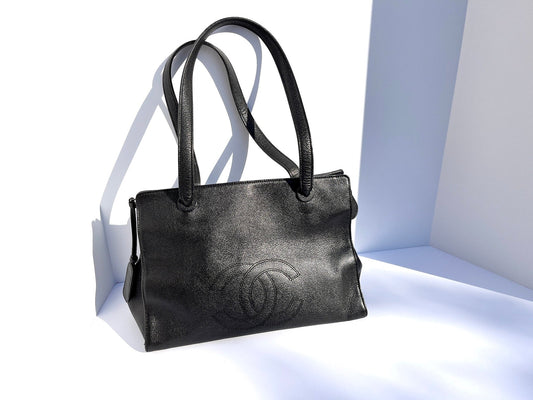 Chanel Black Caviar Timeless 1996 CC Tote Bag - Rovelle Bags