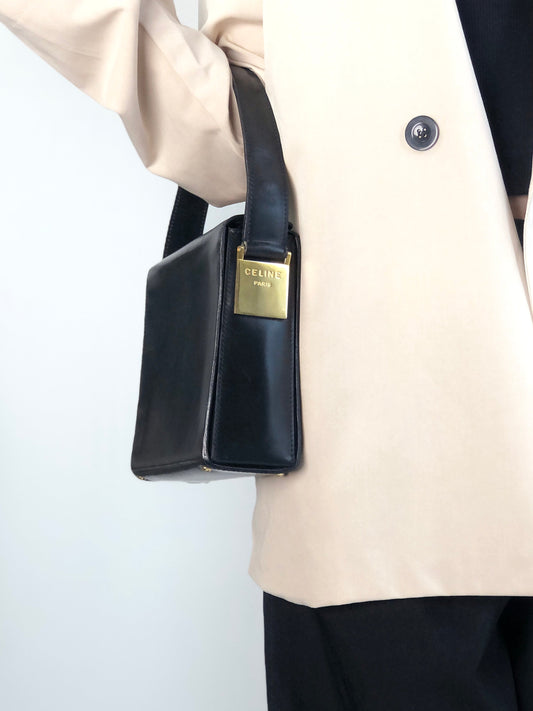 CELINE Gancini Handbag Shoulder bag Black b73drr