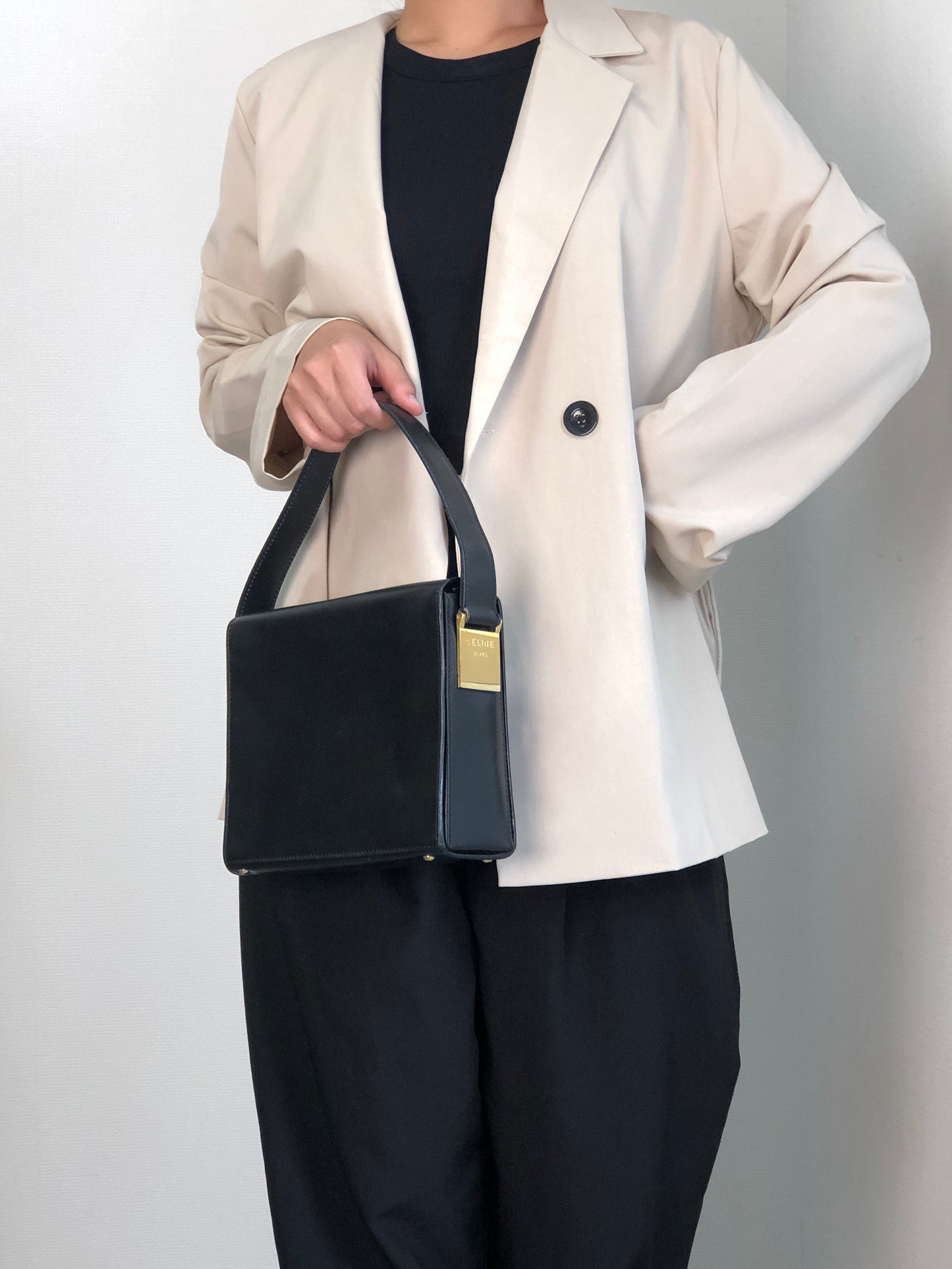 CELINE Gancini Handbag Shoulder bag Black b73drr