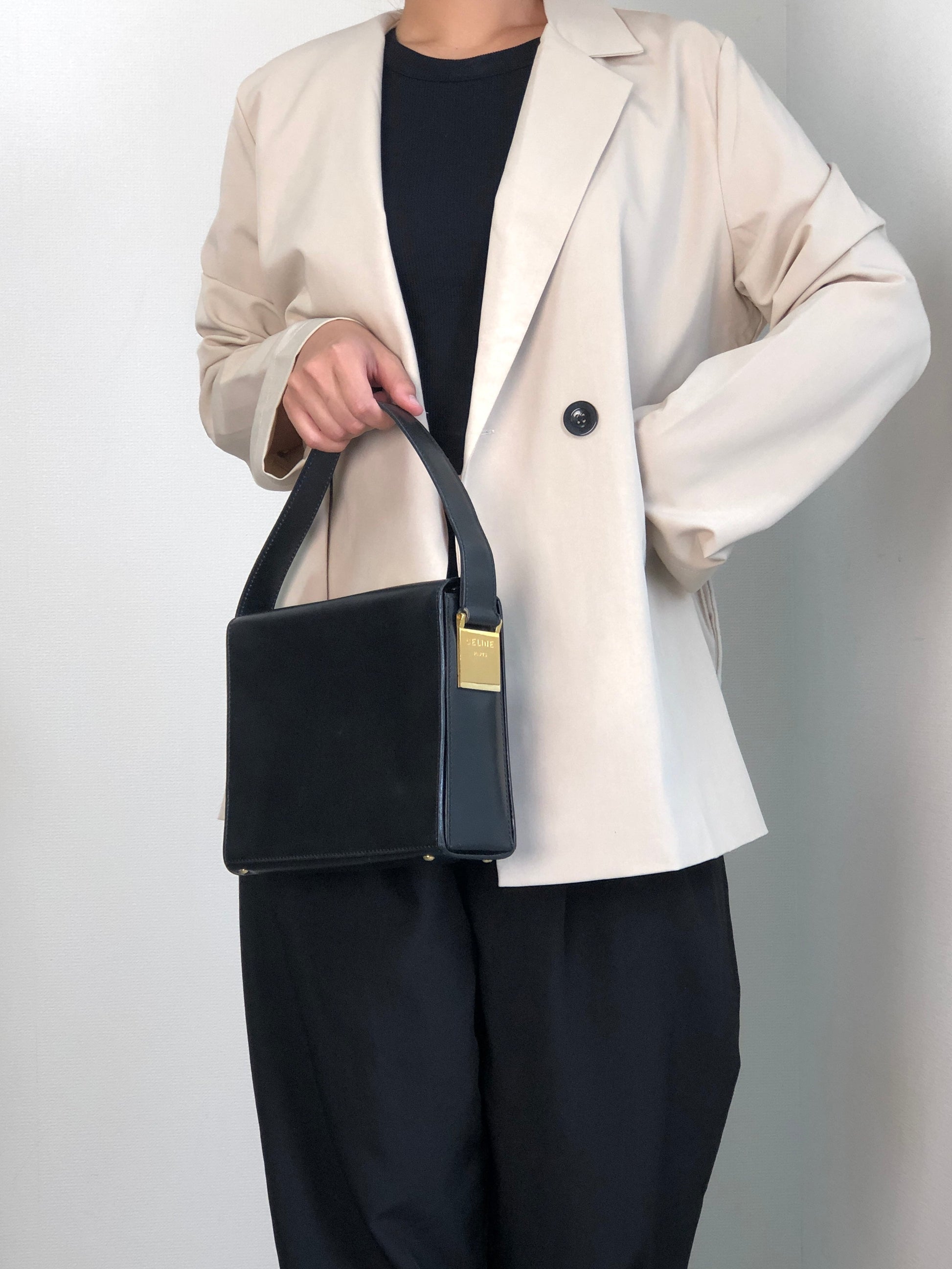 CELINE Gancini Handbag Shoulder bag Black b73drr