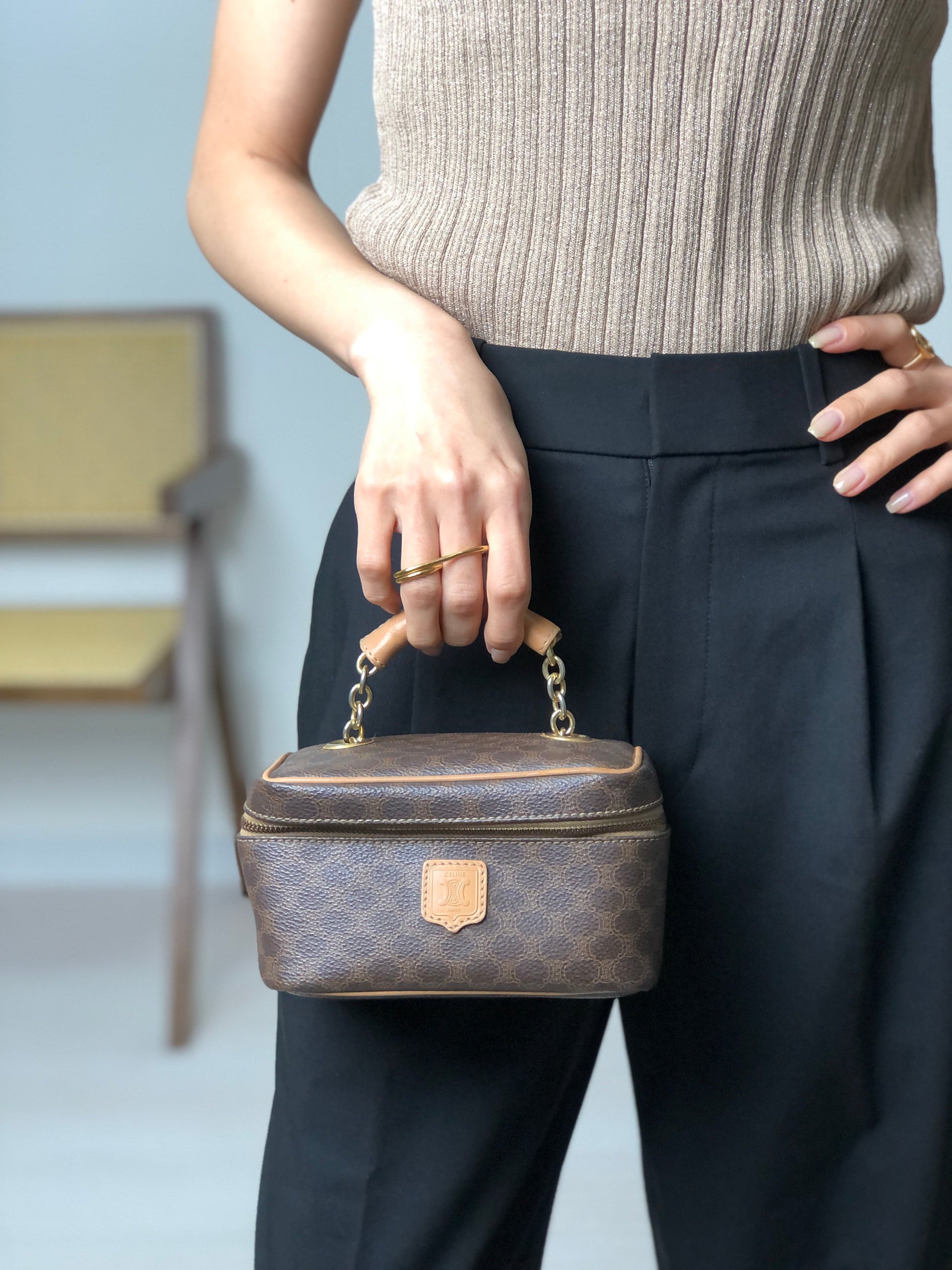 CELINE Handbag Vanity bag Brown rd6s42