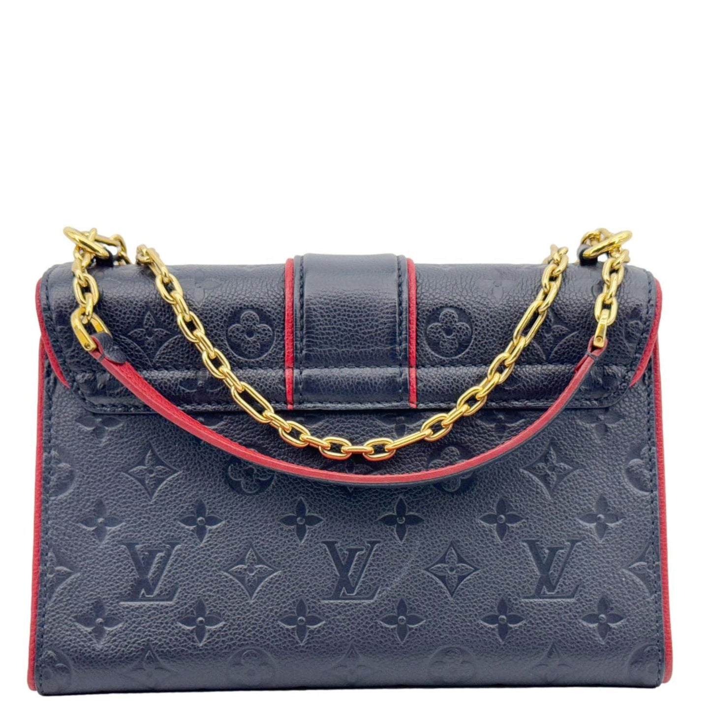 LOUIS VUITTON Saint Sulpice PM Empreinte Leather Crossbody Bag Navy Blue