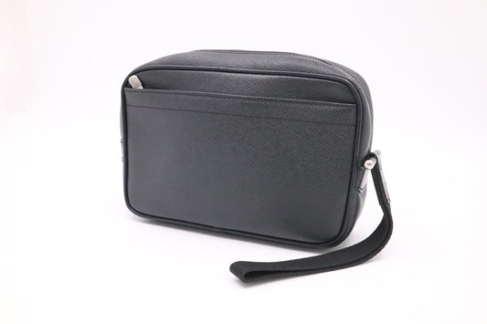 Louis Vuitton Wrist Bag in Dark Grey Taiga Leather
