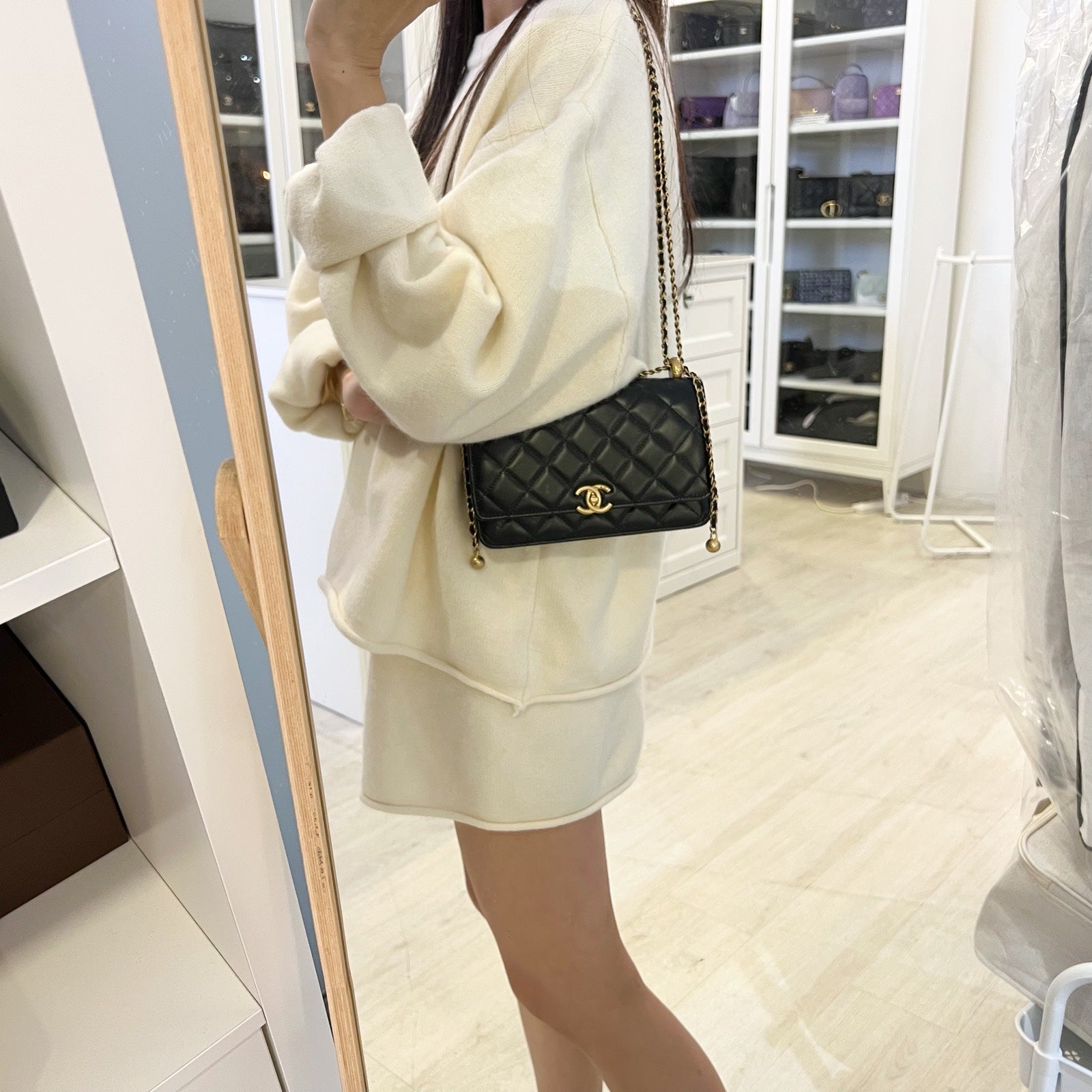 Chanel 24C Double Pearl Adjustable Chain Crossbody Bag - Rovelle Bags