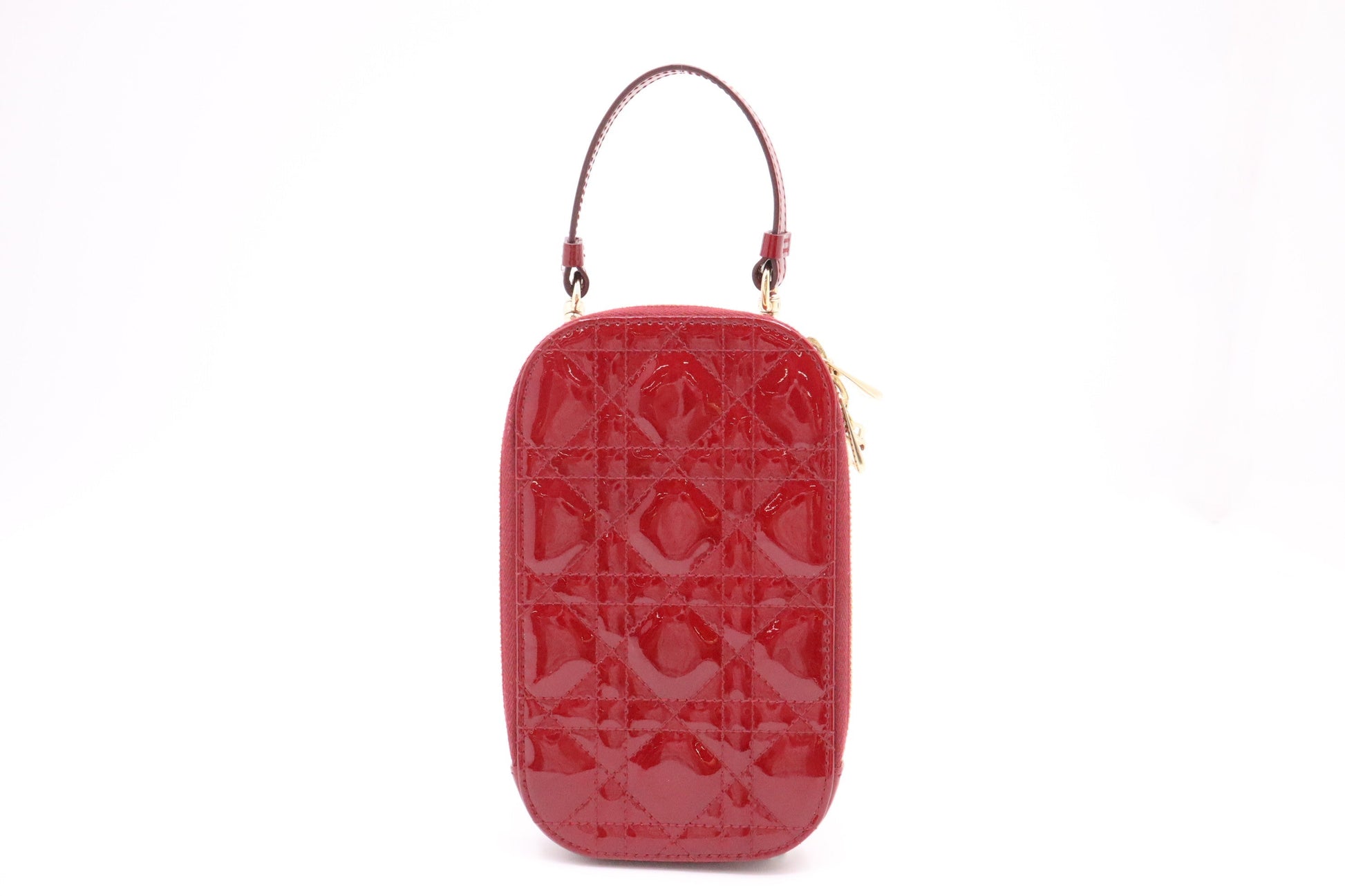 Dior Call in Dior Phone Bag in Red Cannage Patent Leather
