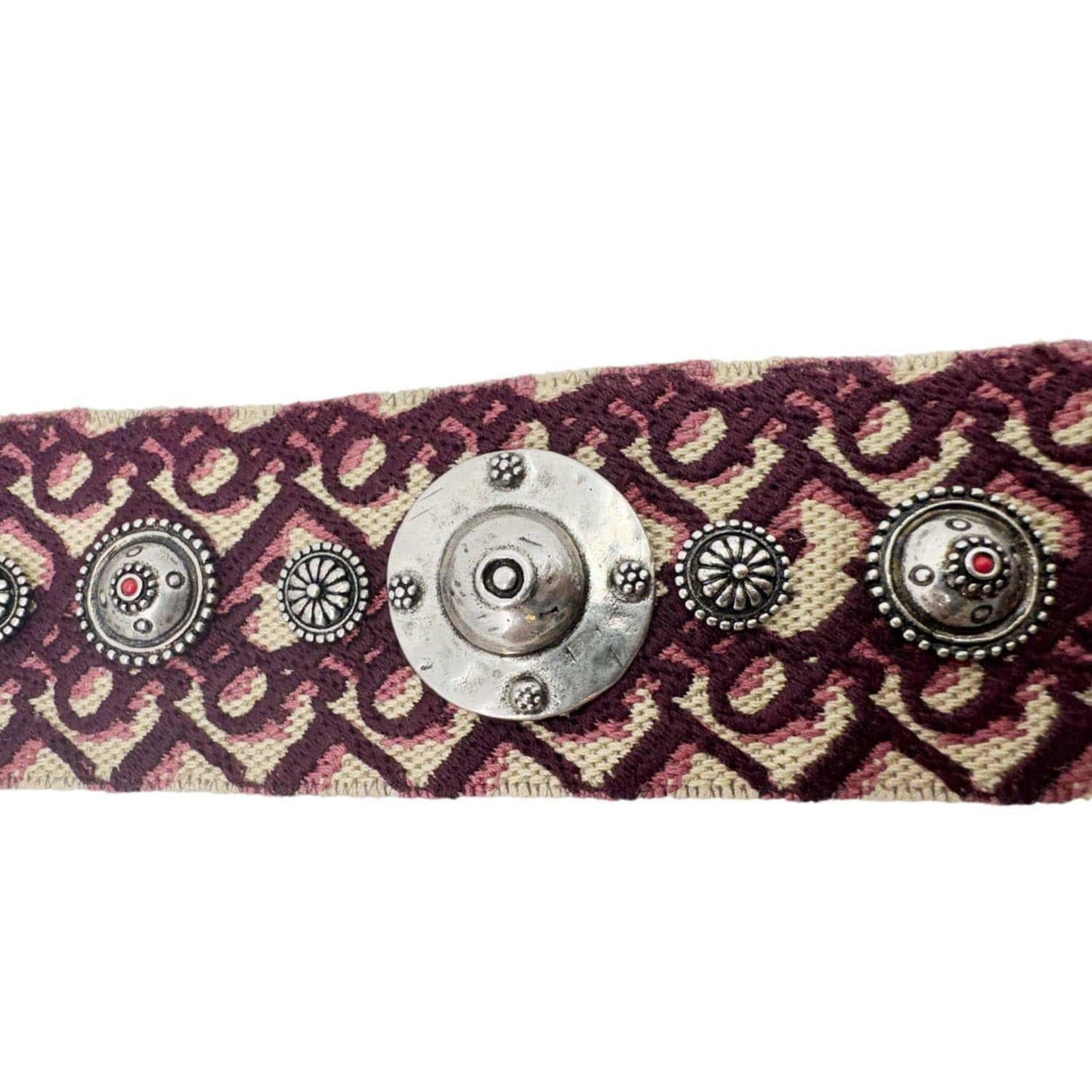 CHRISTIAN DIOR Studded Oblique Canvas Strap Burgundy