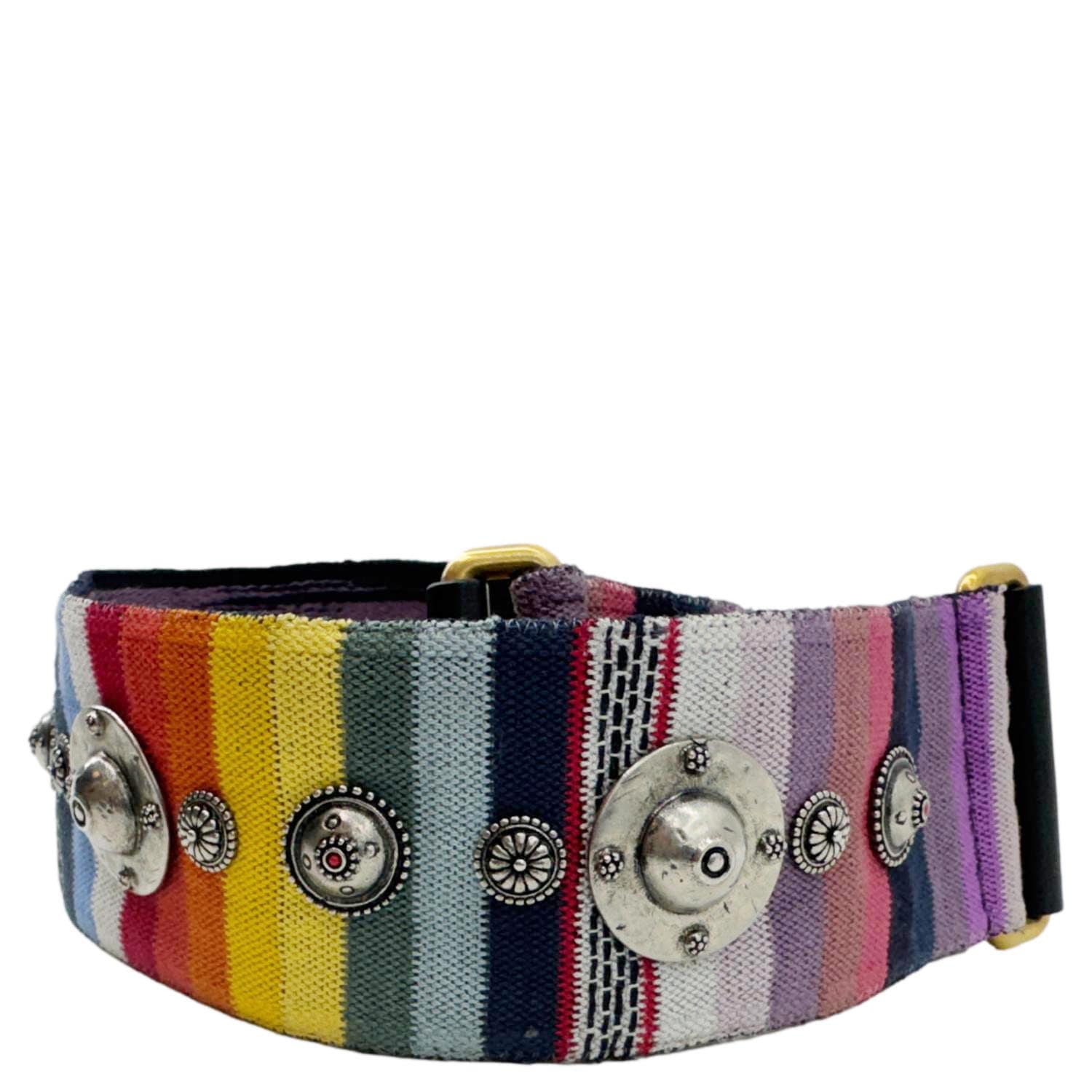 CHRISTIAN DIOR Studded Embroidered Canvas Shoulder Strap Rainbow