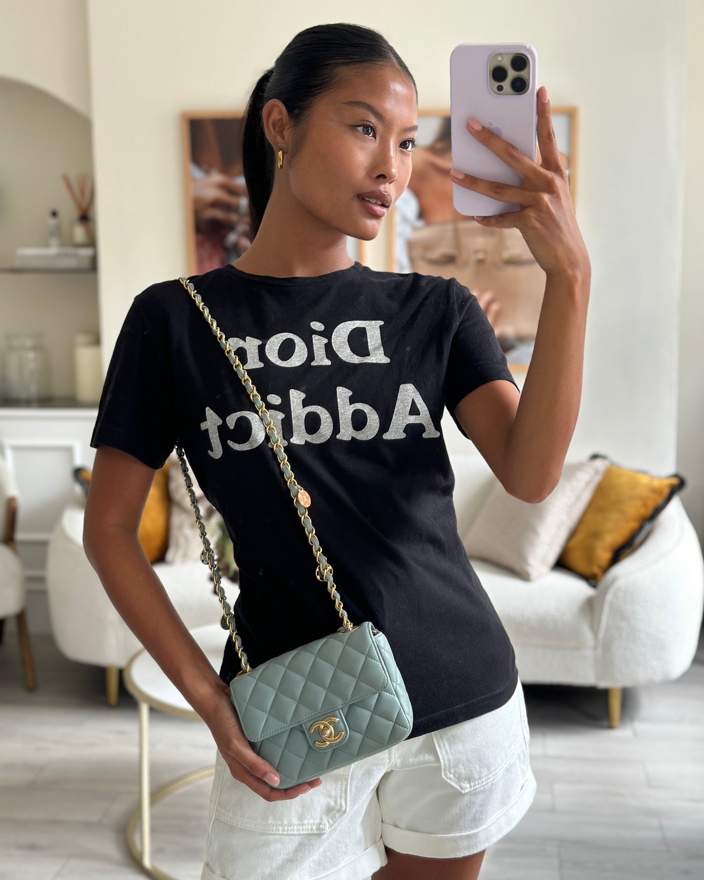 Chanel Grey Mini Flap Flap Bag - Rovelle Bags