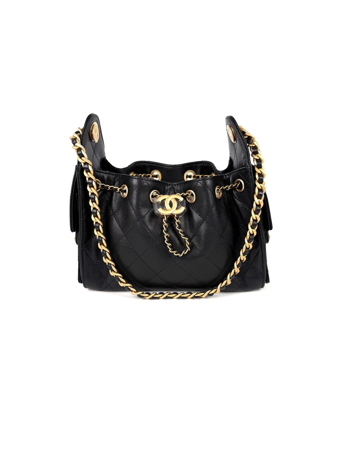 Chanel 25 Mini Black Quilted Caviar Shoulder Bag - Rovelle Bags