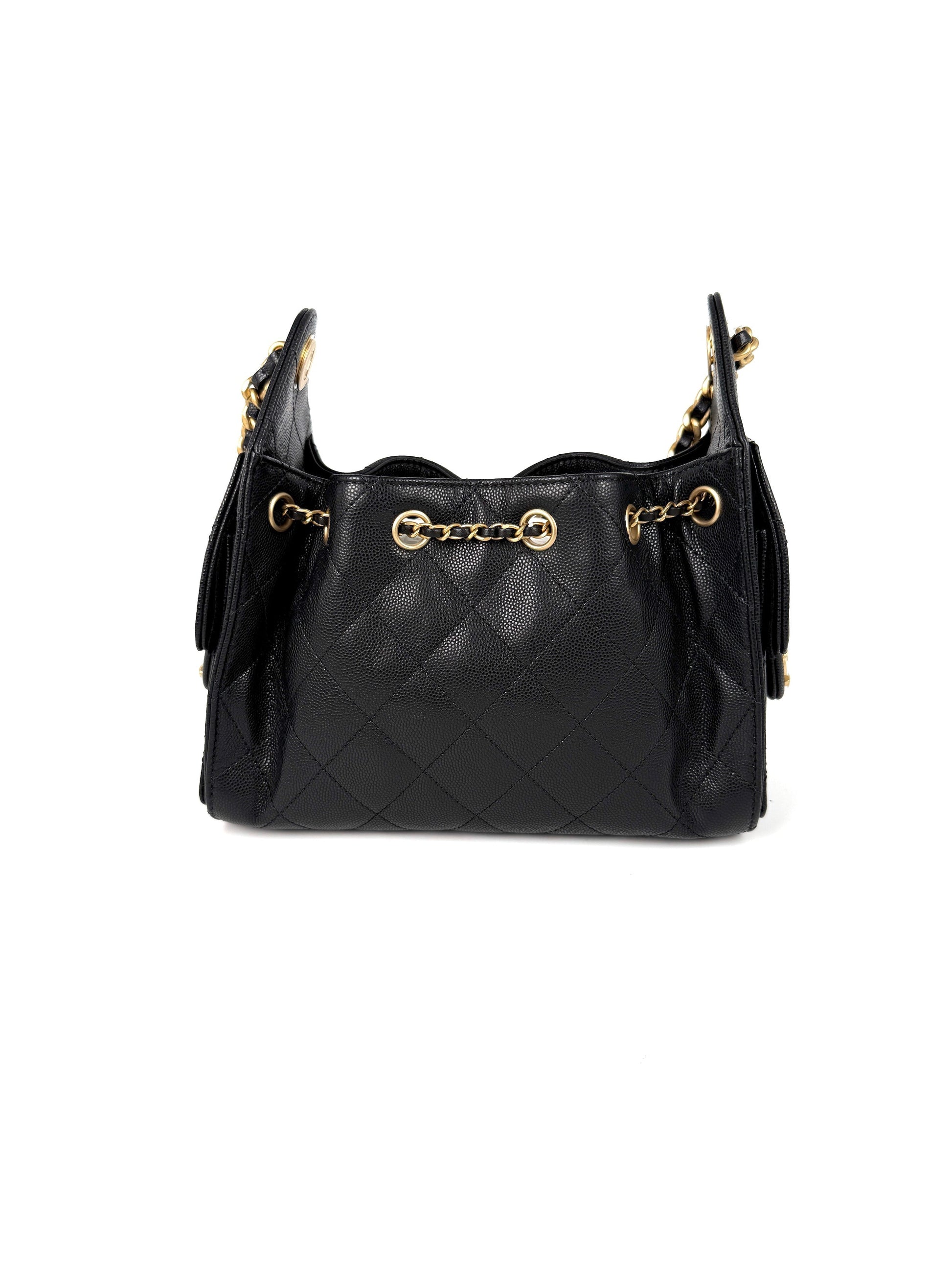 Chanel 25 Mini Black Quilted Caviar Shoulder Bag - Rovelle Bags