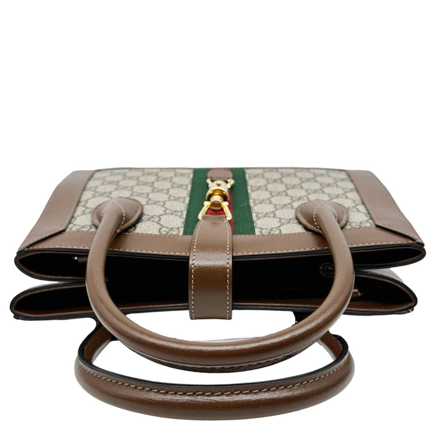 GUCCI Jackie 1961 Medium Web GG Supreme Canvas Tote Bag Beige 649016