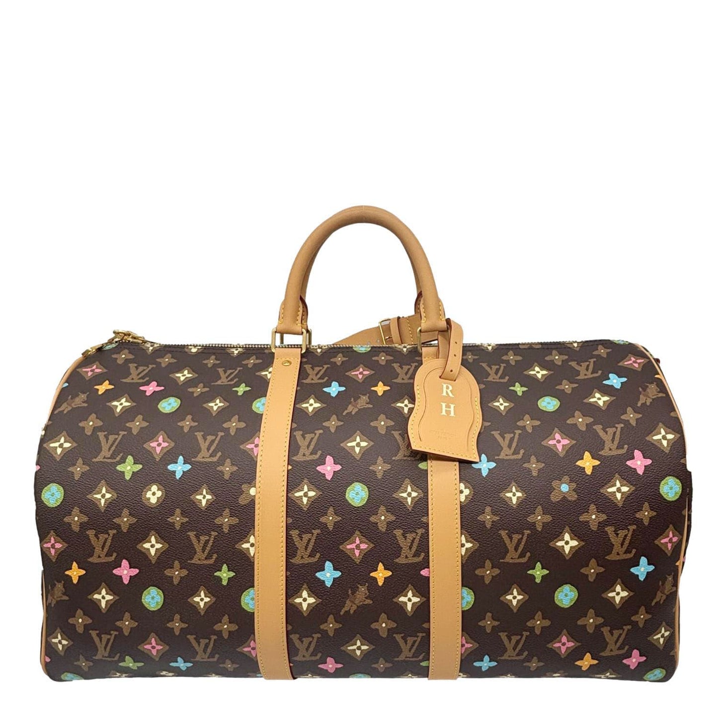 LOUIS VUITTON x Tyler Keepall 50 Bandouliere Craggy Monogram Canvas Travel Bag Brown