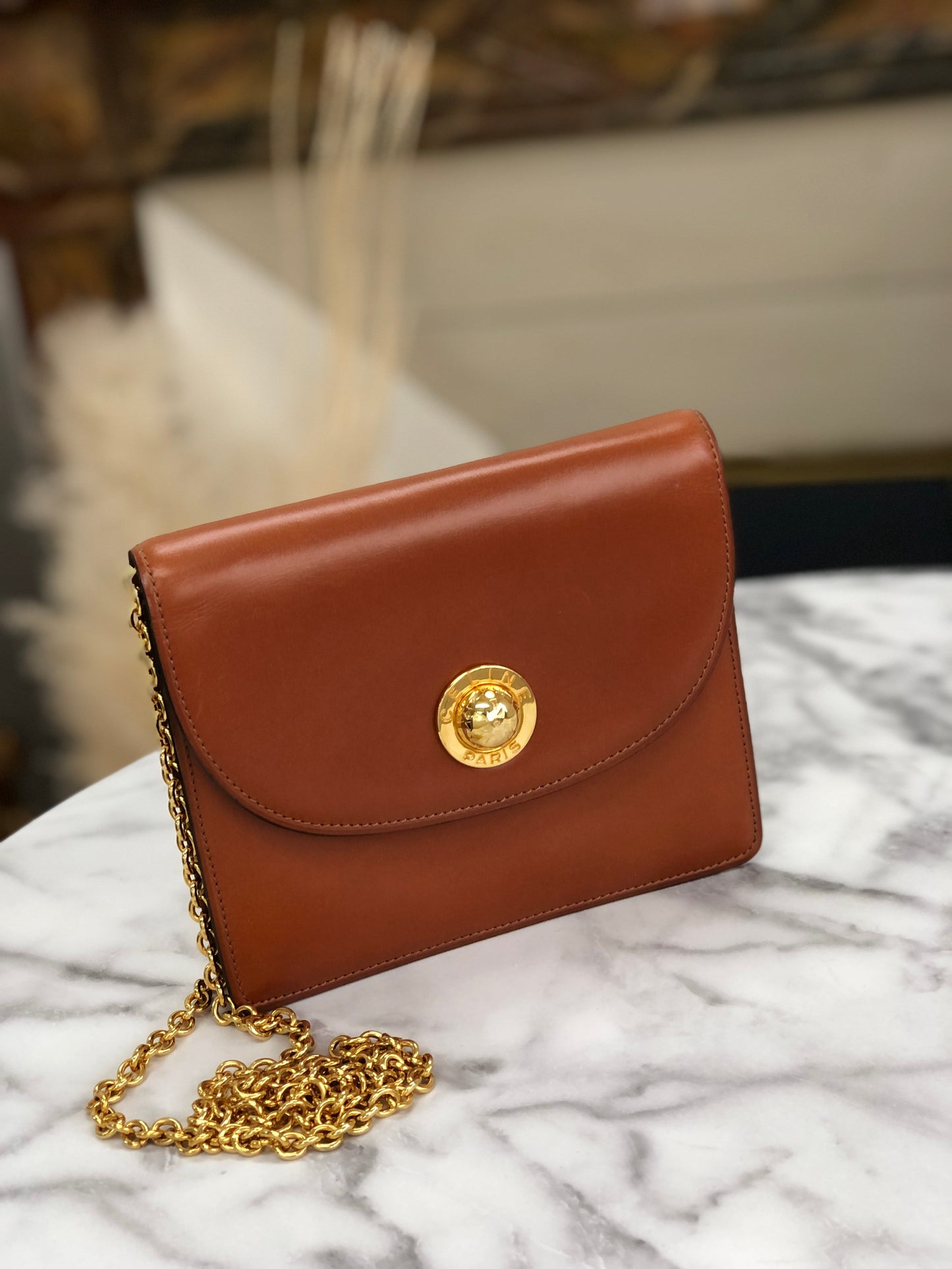 CELINE Starball Chain Small Shoulderbag Camel Old Celine t6xd2w