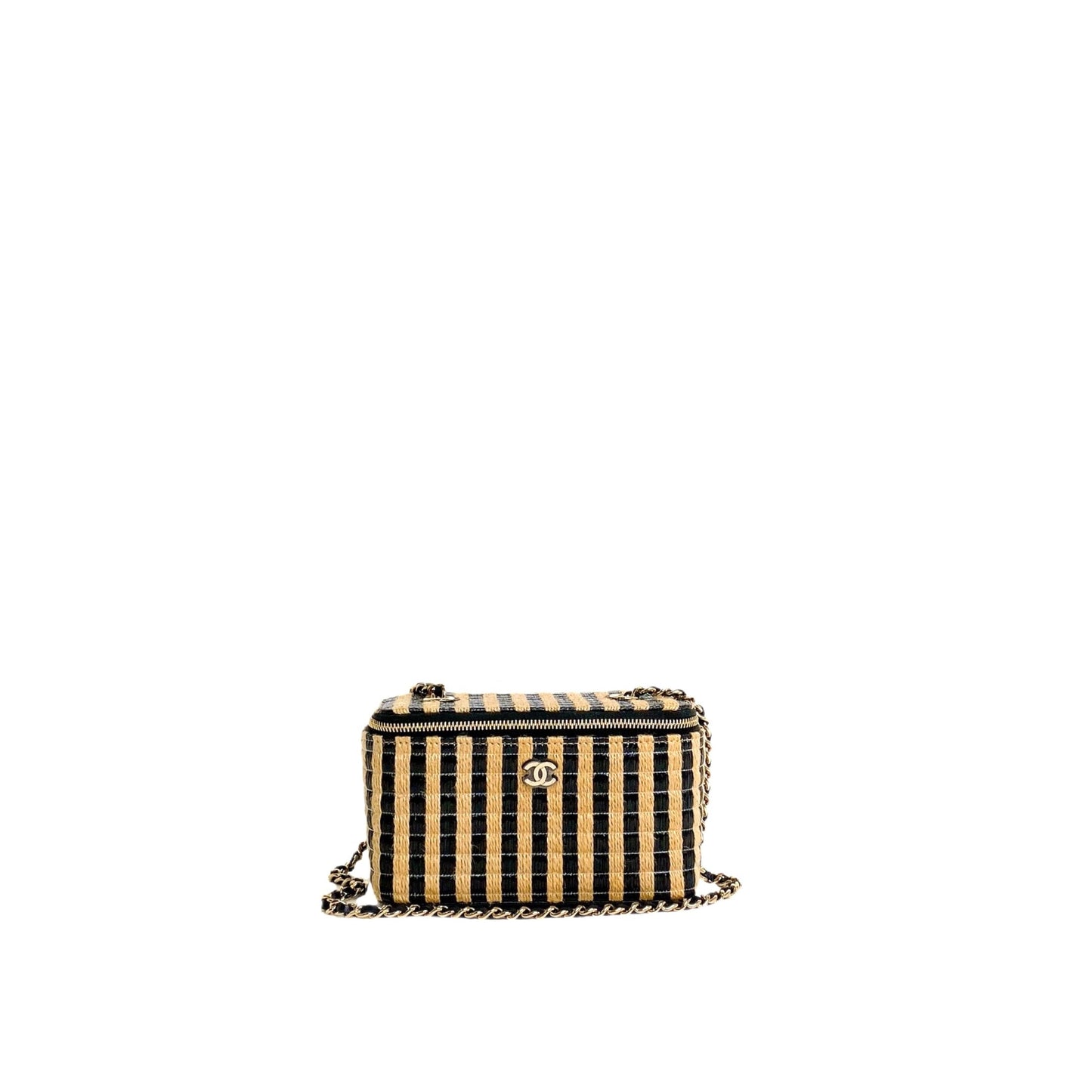 Chanel Vanity Raffia Jute Straw Chain Vanity Bag - Rovelle Bags
