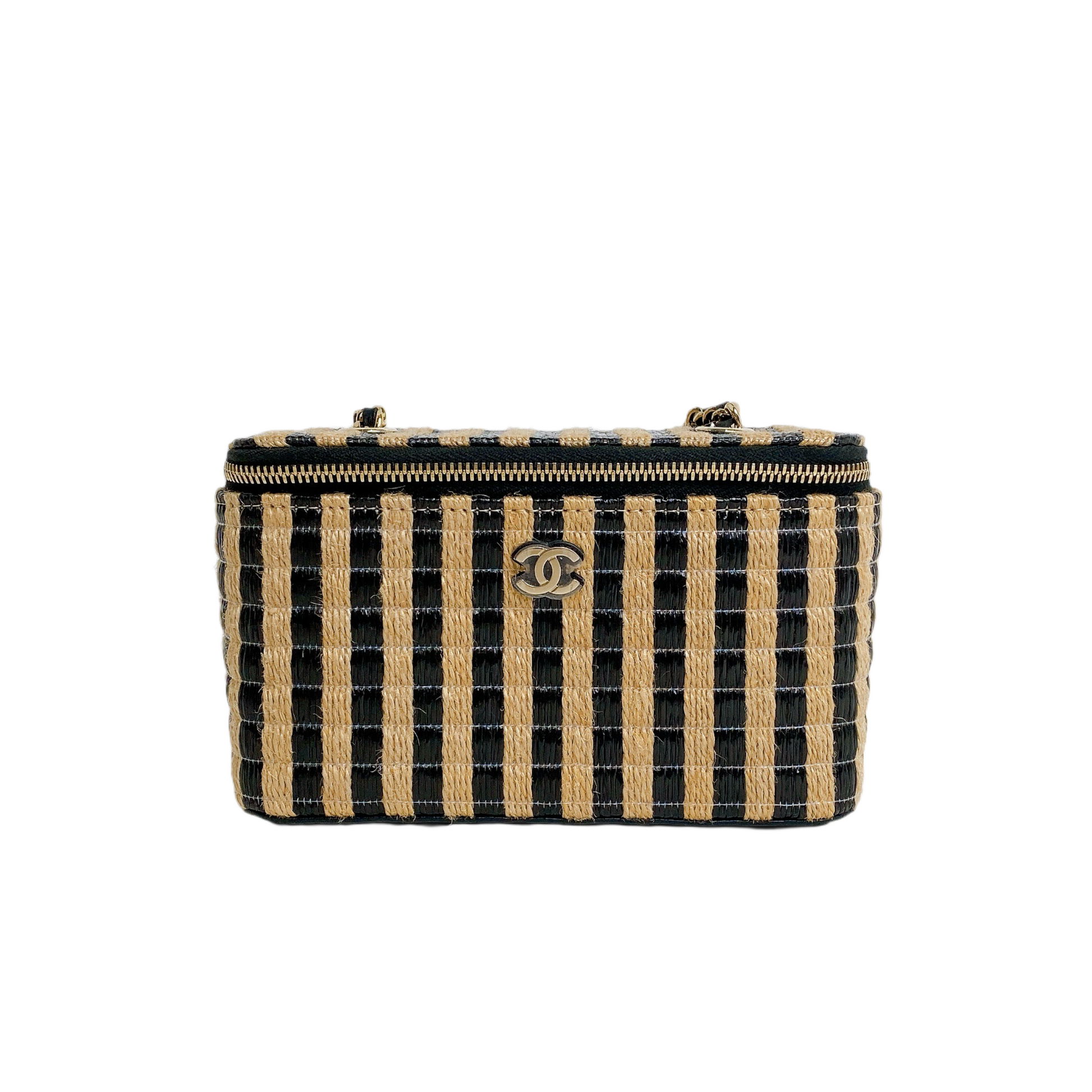 Chanel Vanity Raffia Jute Straw Chain Vanity Bag - Rovelle Bags