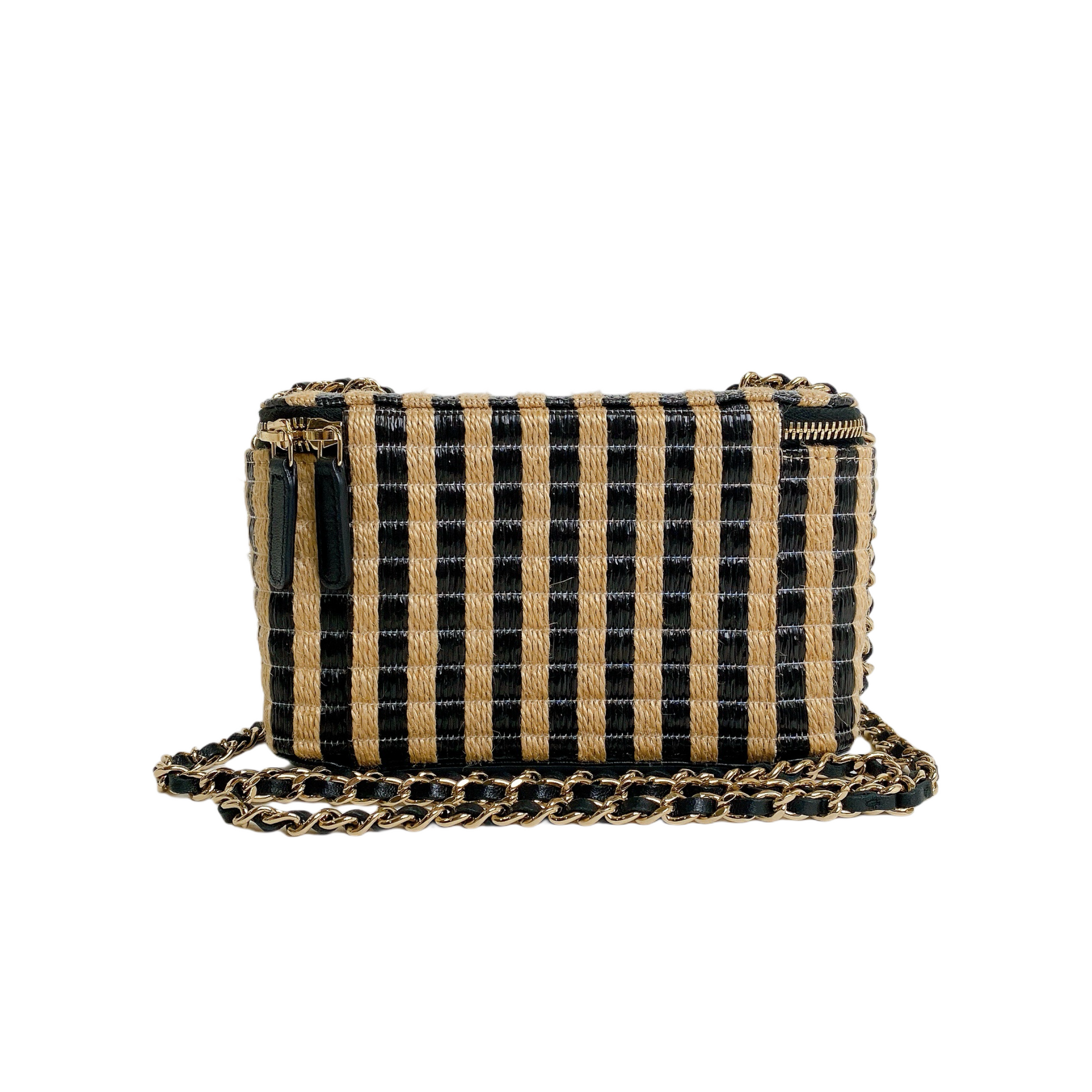 Chanel Vanity Raffia Jute Straw Chain Vanity Bag - Rovelle Bags