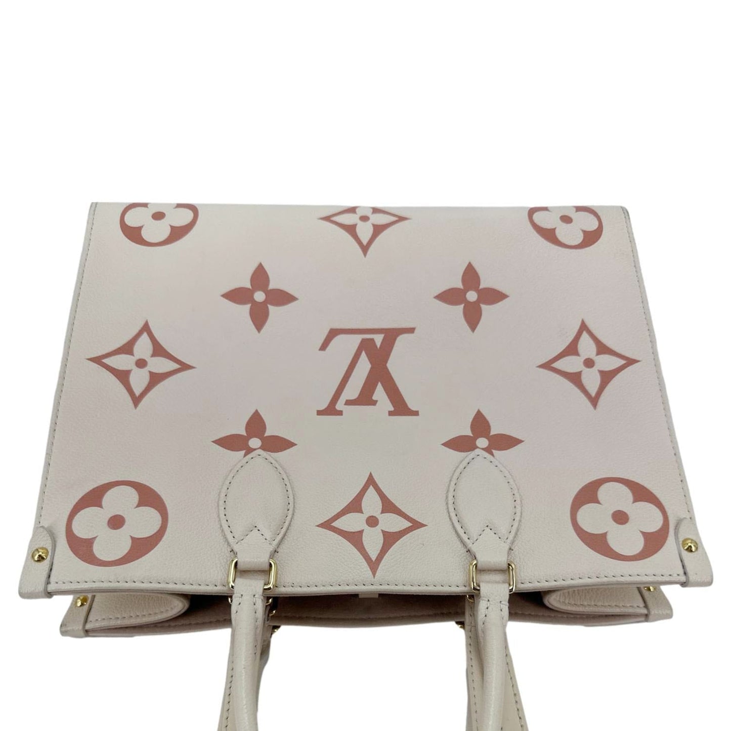 LOUIS VUITTON Onthego MM Giant Monogram Empreinte Leather Tote Bag Bicolor