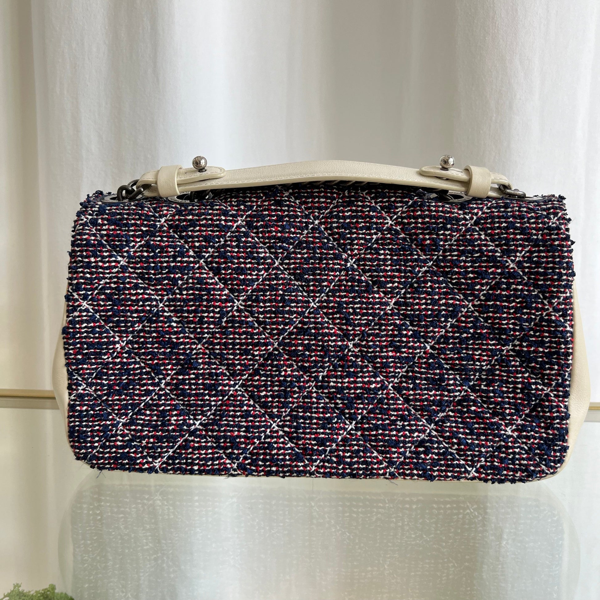 Chanel Red/Blue Tweed Quilted Shoulder Bag - Rovelle Bags