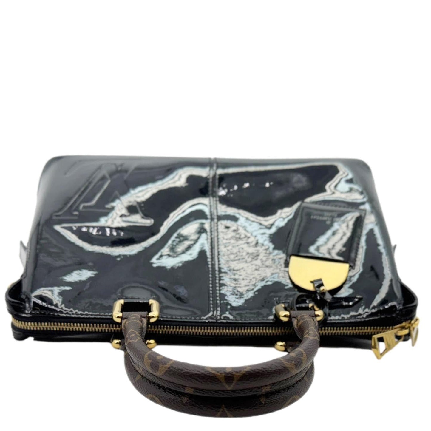 LOUIS VUITTON Miroir Vernis Leather Tote Shoulder Bag Black