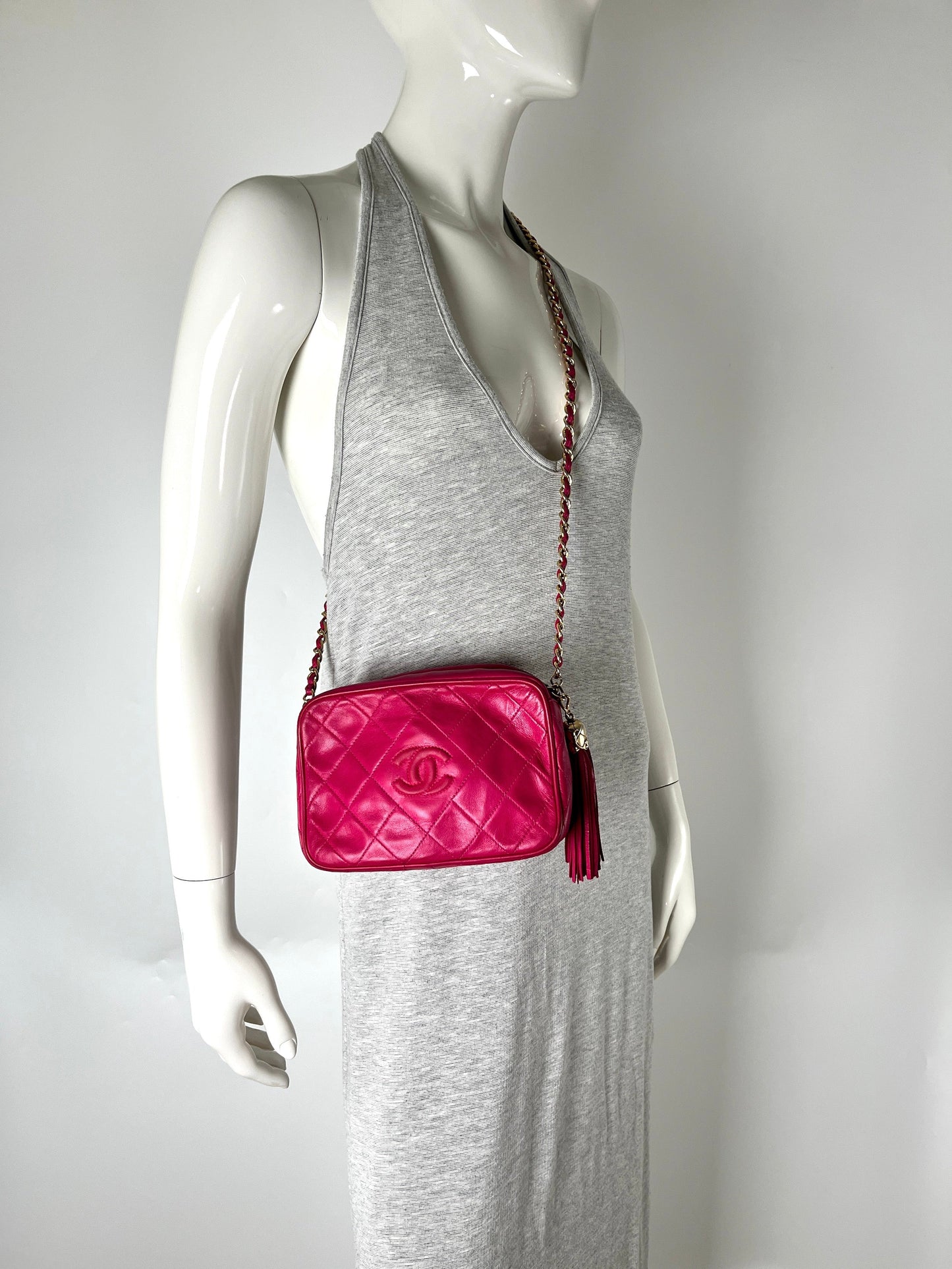Chanel Tassel Pink Leather Quilted Crossbody Crossbody Bag - Rovelle Bags