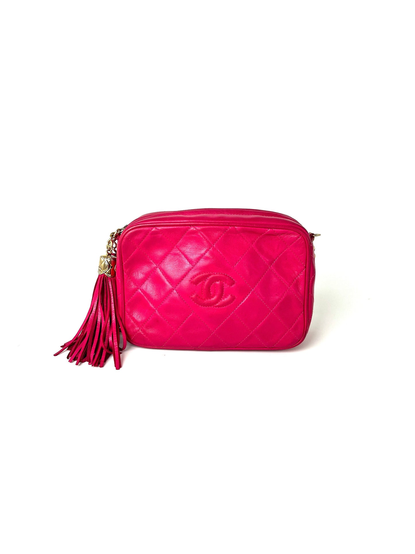 Chanel Tassel Pink Leather Quilted Crossbody Crossbody Bag - Rovelle Bags