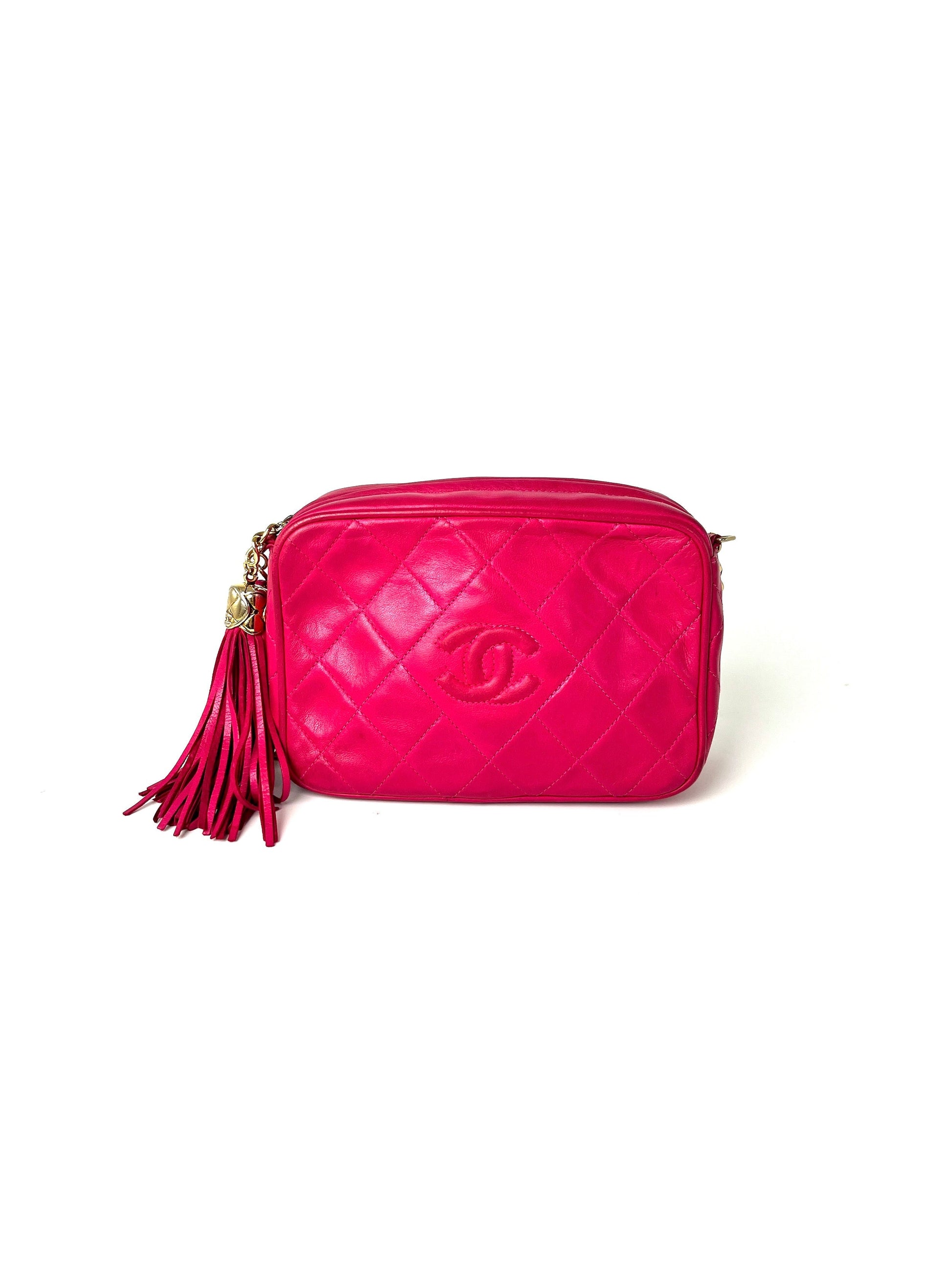 Chanel Tassel Pink Leather Quilted Crossbody Crossbody Bag - Rovelle Bags