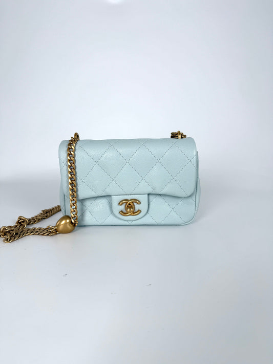 Chanel Mini Rectangular Sweetheart Quilted Caviar Flap Bag - Rovelle Bags