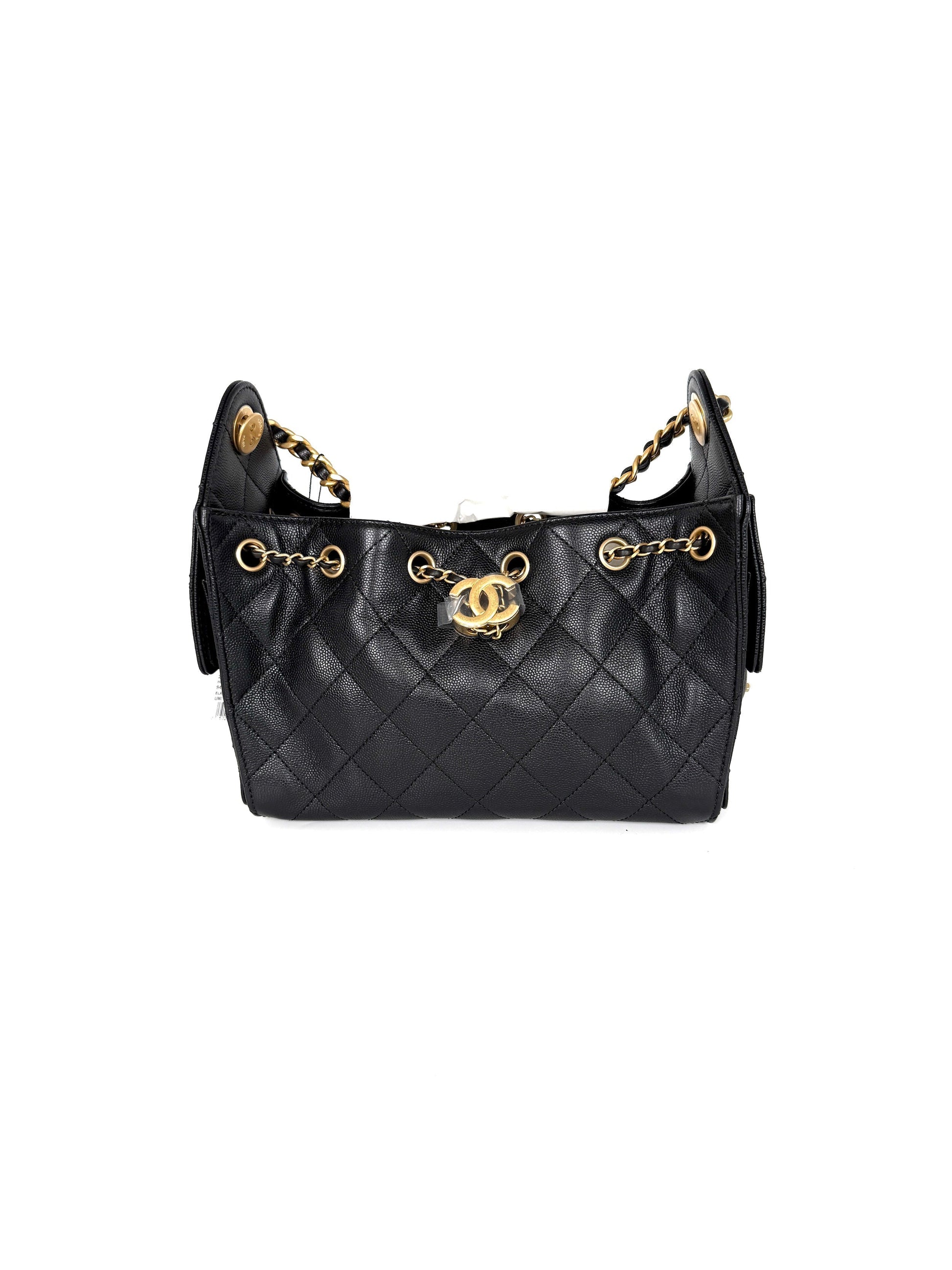 Chanel 25 Mini Black Quilted Caviar Shoulder Bag - Rovelle Bags