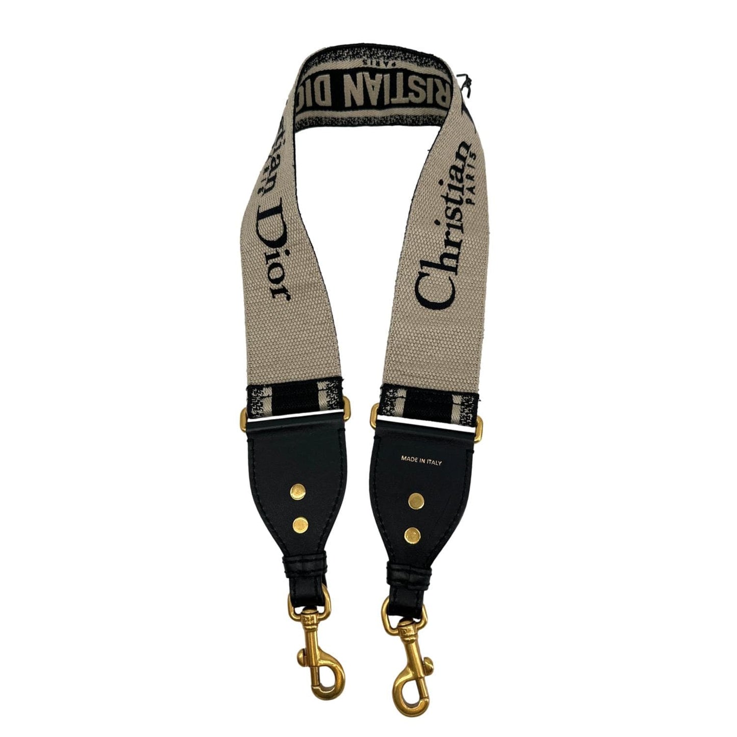 CHRISTIAN DIOR Embroidered Oblique Canvas Shoulder Strap Black