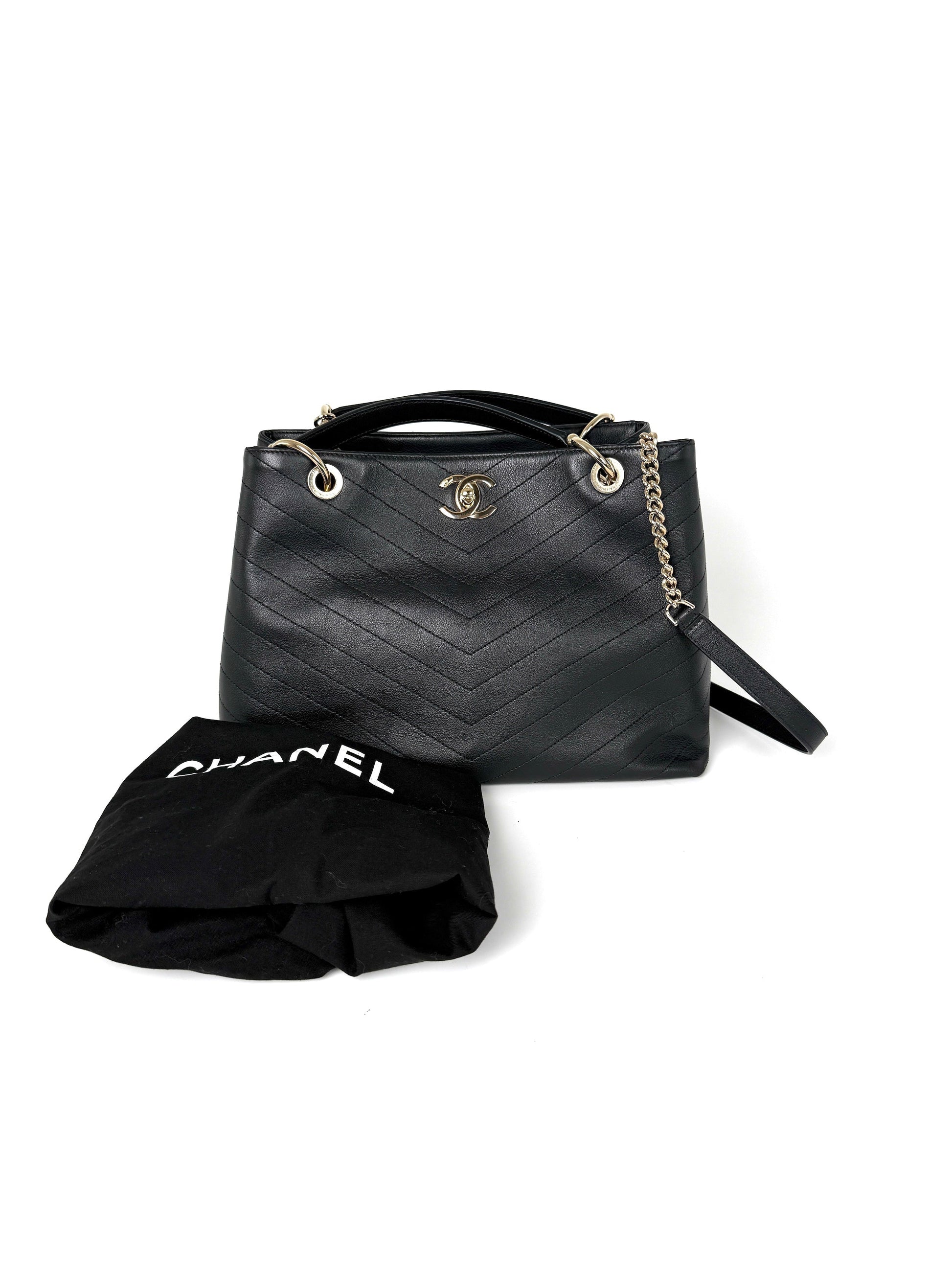 Chanel Large Chevron Stitched Chic Shopping Tote Bag - Rovelle Bags