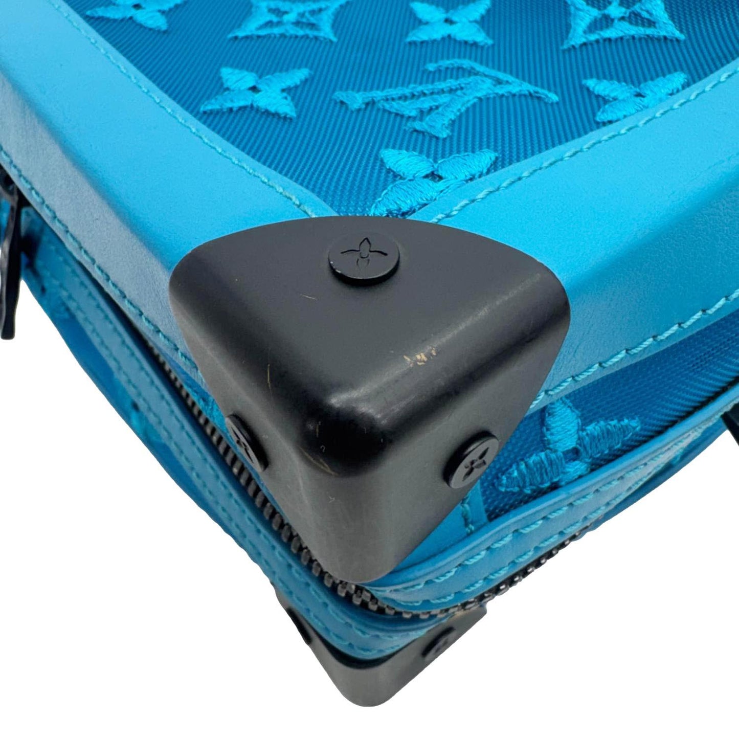 LOUIS VUITTON Soft Trunk Monogram Mesh Crossbody Bag Turquoise