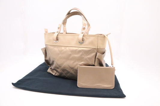 Chanel Paris Biarritz Tote Bag Large in Gold MattelassÃÂ© Leather