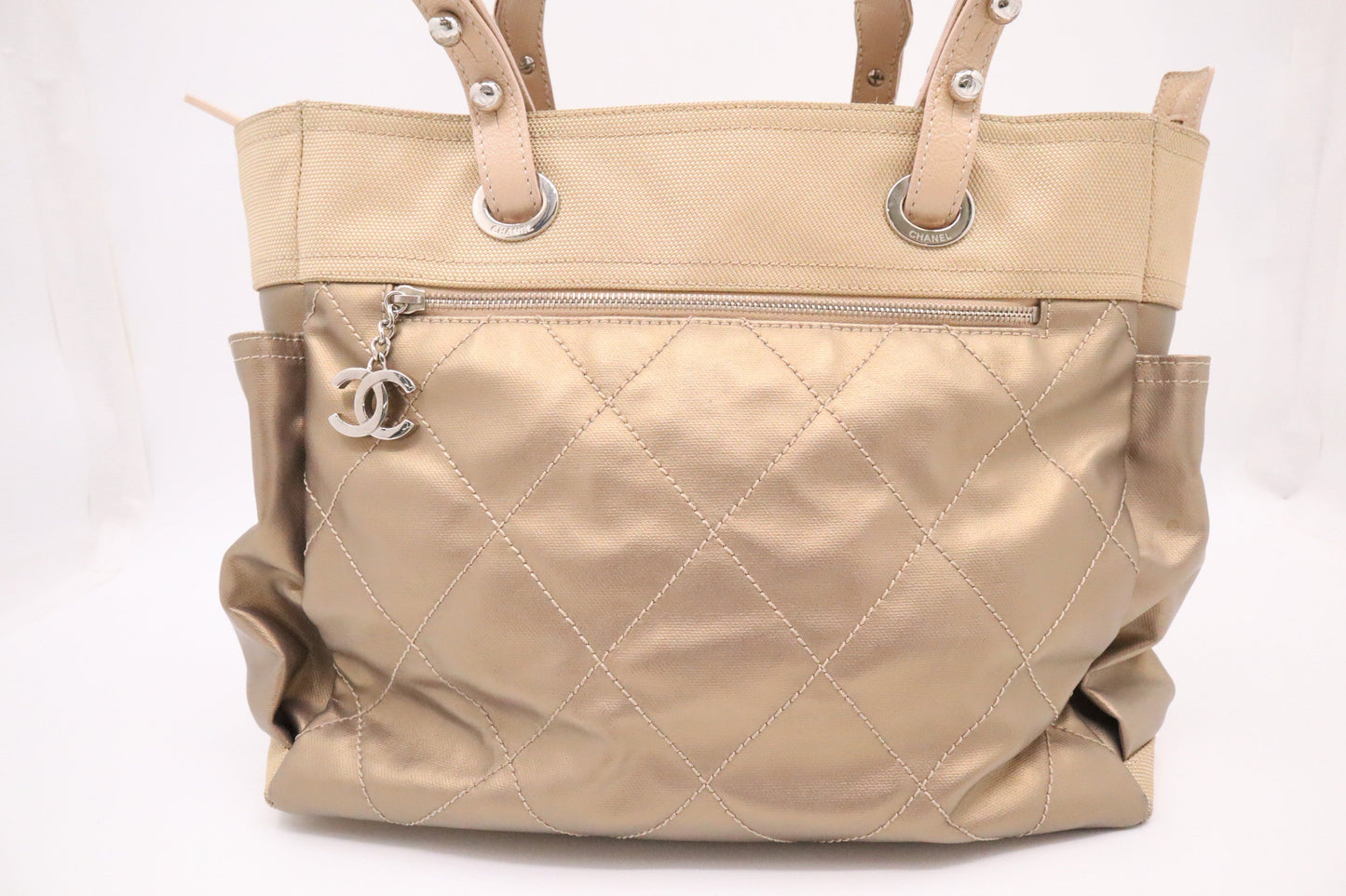 Chanel Paris Biarritz Tote Bag Large in Gold MattelassÃÂ© Leather