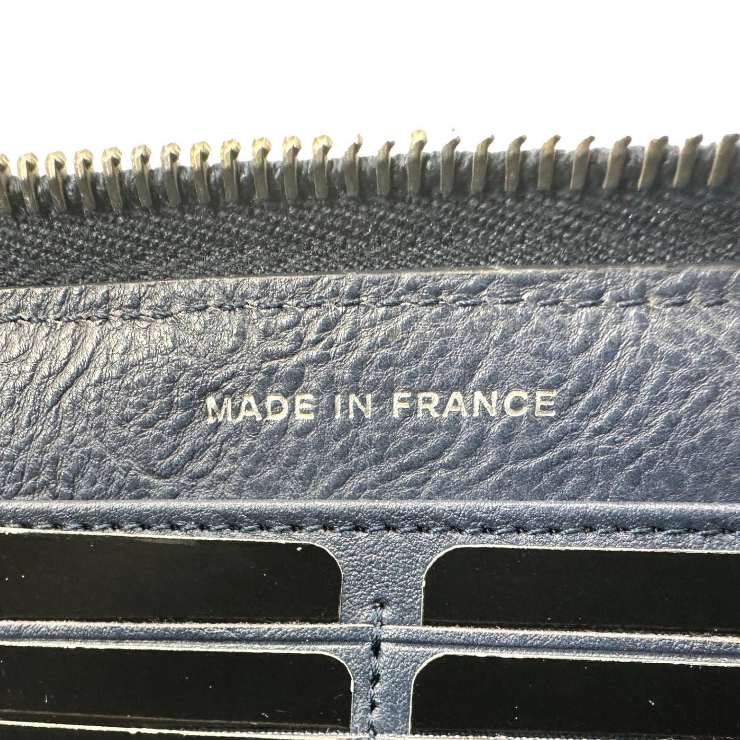 CHANEL Boy Quilted Calfskin Leather Zip Around Wallet Blue