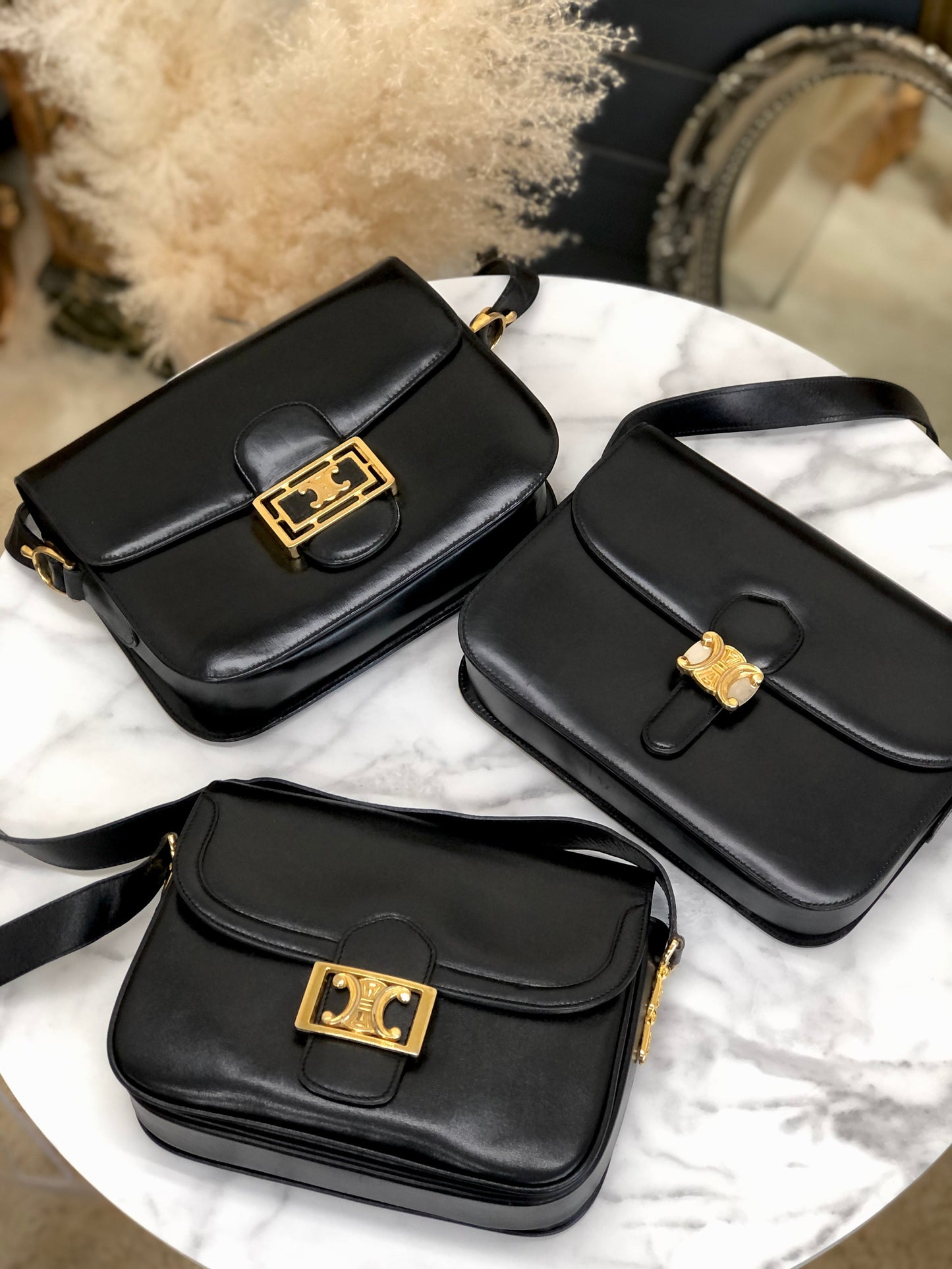 CELINE Triomphe Crossbody Shoulderbag Black Old CELINE m4hg6t