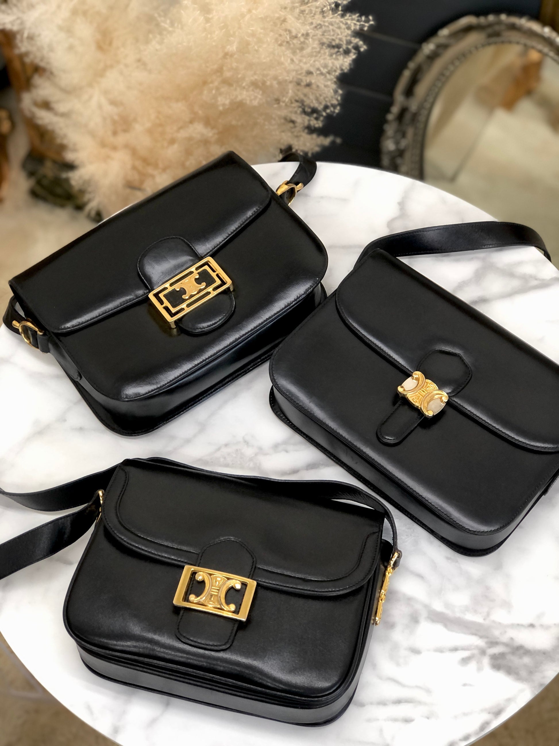 CELINE Triomphe Crossbody Shoulderbag Black Old CELINE m4hg6t