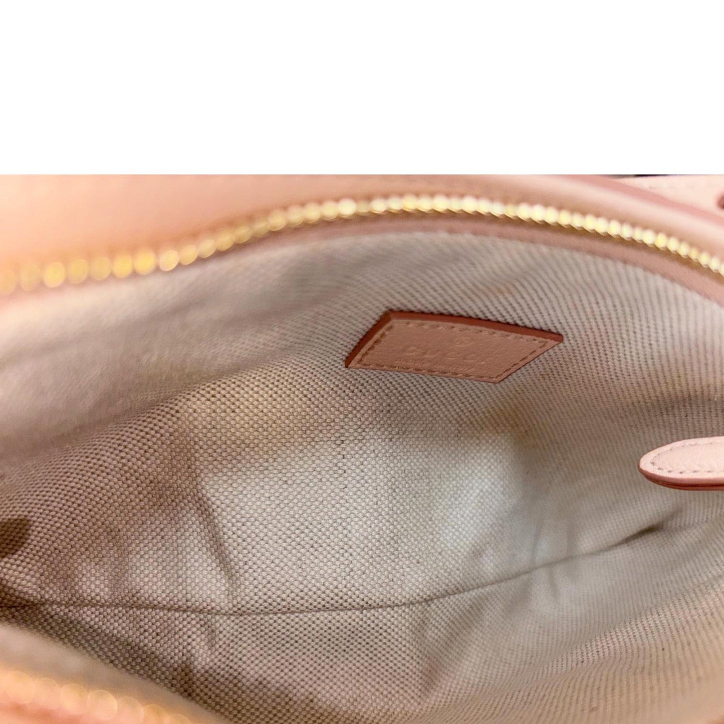 GUCCI GG Emblem Small Embossed Leather Shoulder Bag Pink 815278