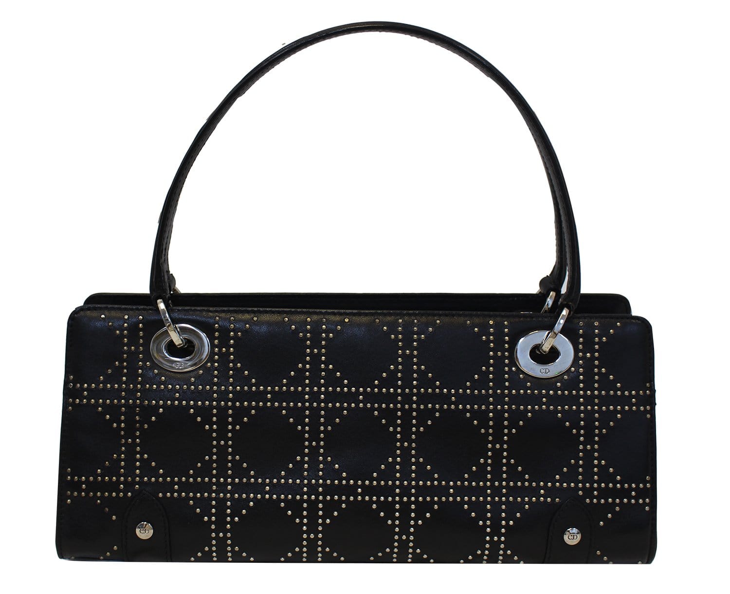 CHRISTIAN DIOR Black Studded Lady Dior Shoulder Bag