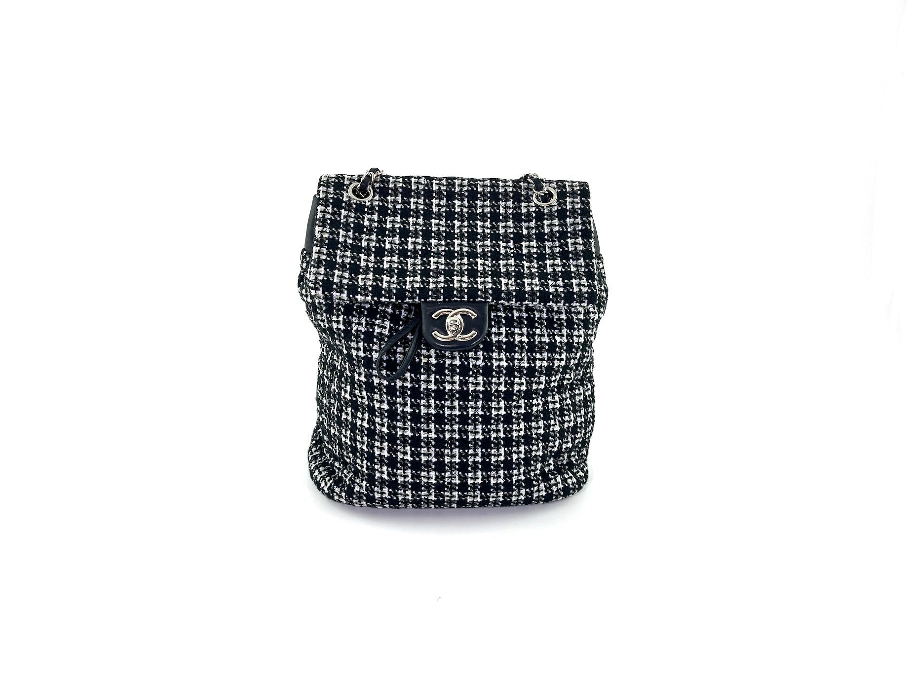 Chanel Urban Spirit Tweed Black White Backpack - Rovelle Bags