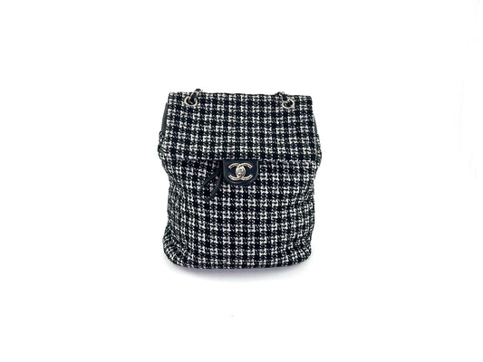 Chanel Urban Spirit Tweed Black White Backpack - Rovelle Bags