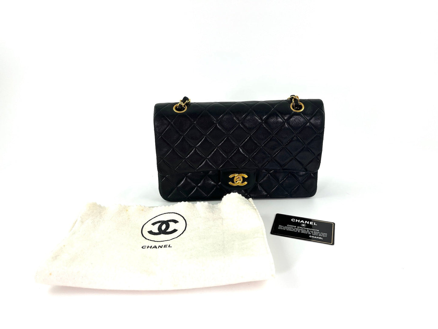 Chanel Medium Black Leather 1990’s Double Flap Bag - Rovelle Bags