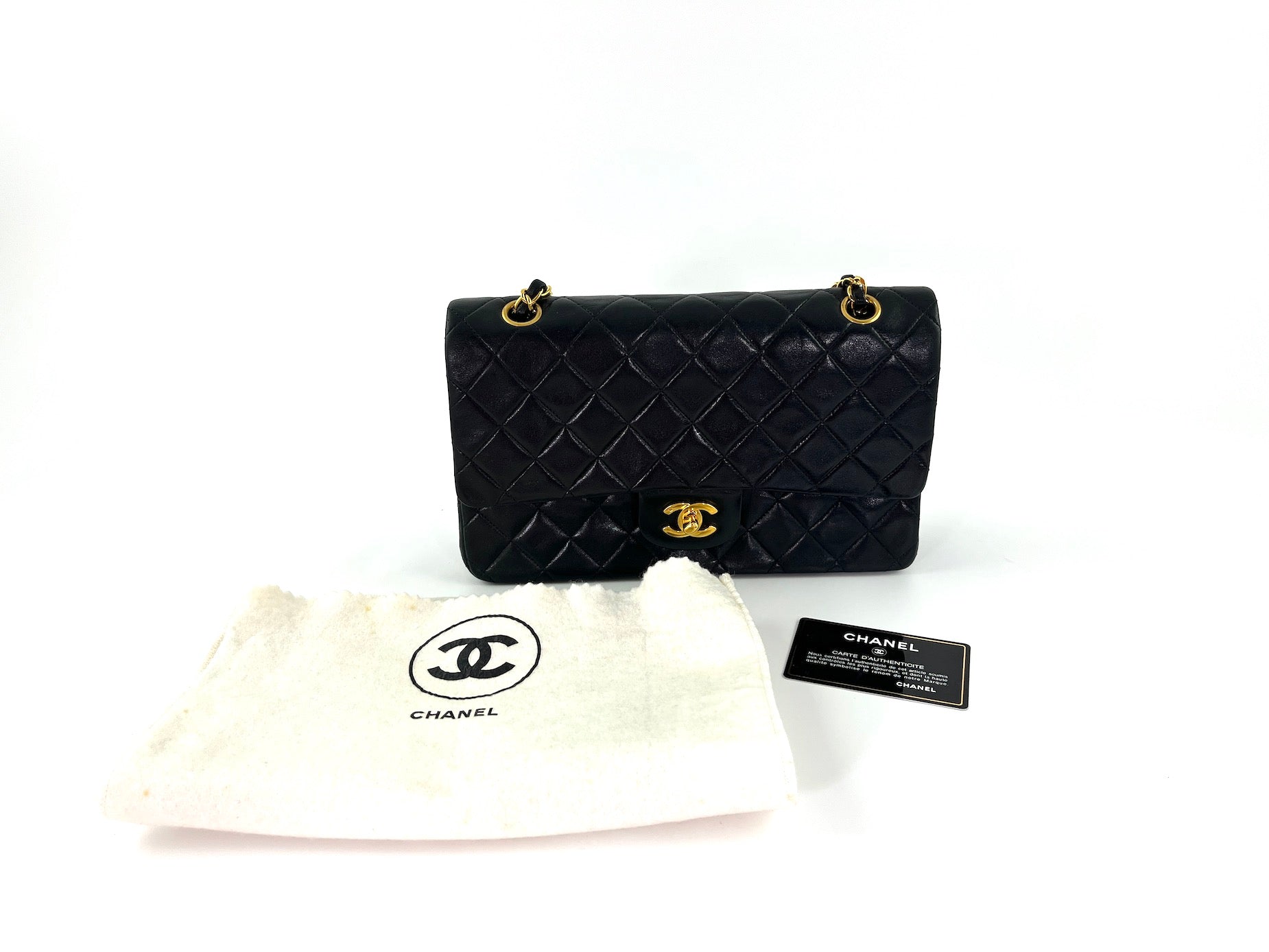 Chanel Medium Black Leather 1990’s Double Flap Bag - Rovelle Bags
