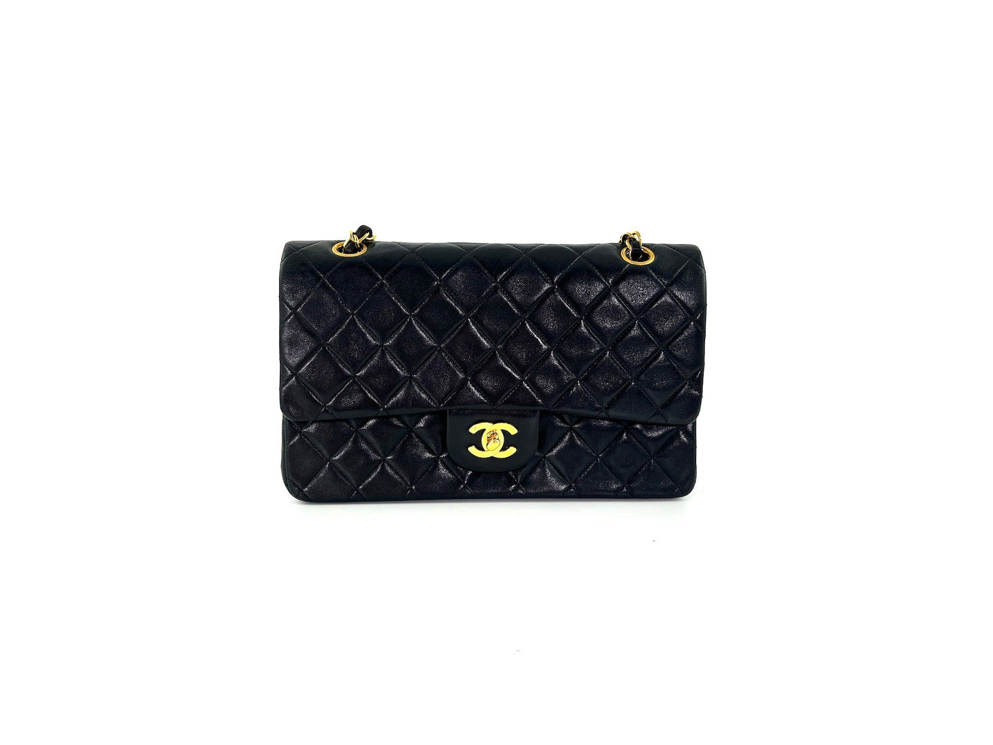 Chanel Medium Black Leather 1990’s Double Flap Bag - Rovelle Bags