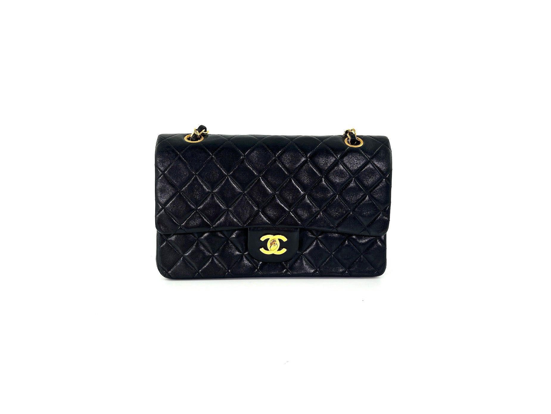 Chanel Medium Black Leather 1990’s Double Flap Bag - Rovelle Bags