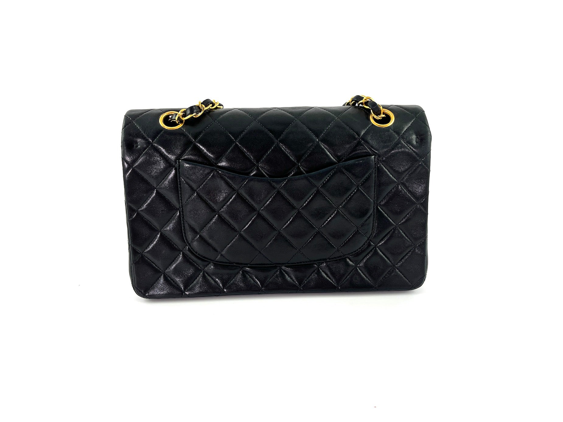 Chanel Medium Black Leather 1990’s Double Flap Bag - Rovelle Bags